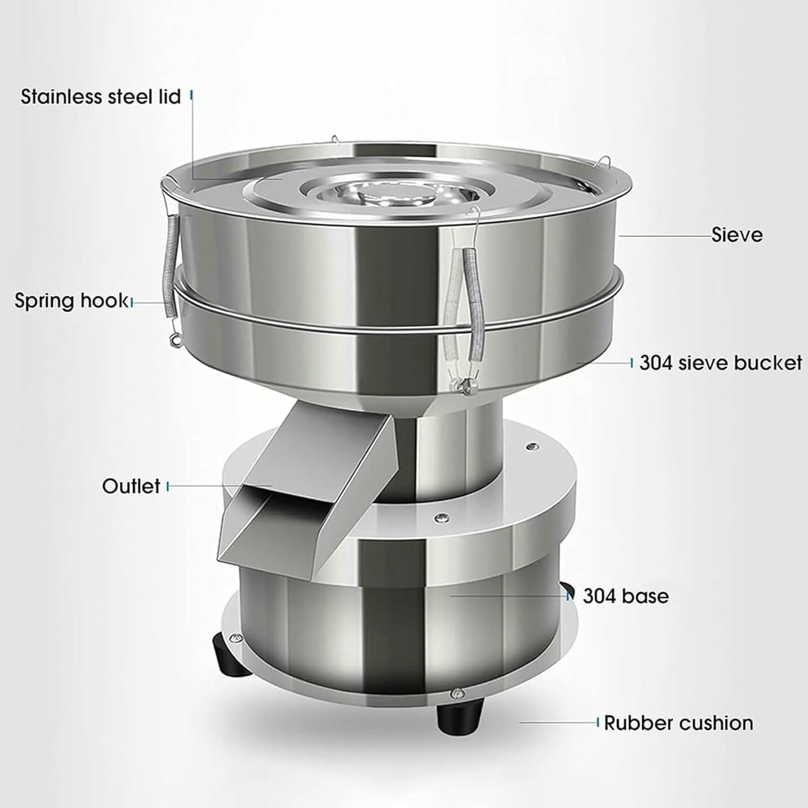 Automatisches Elektrisches Vibrationssieb Von 50 W, Automatisches Staubsieb, 60 -Mesh -Sieb, Backpulver -Vibrationssieb, Getreidepartikel ~/