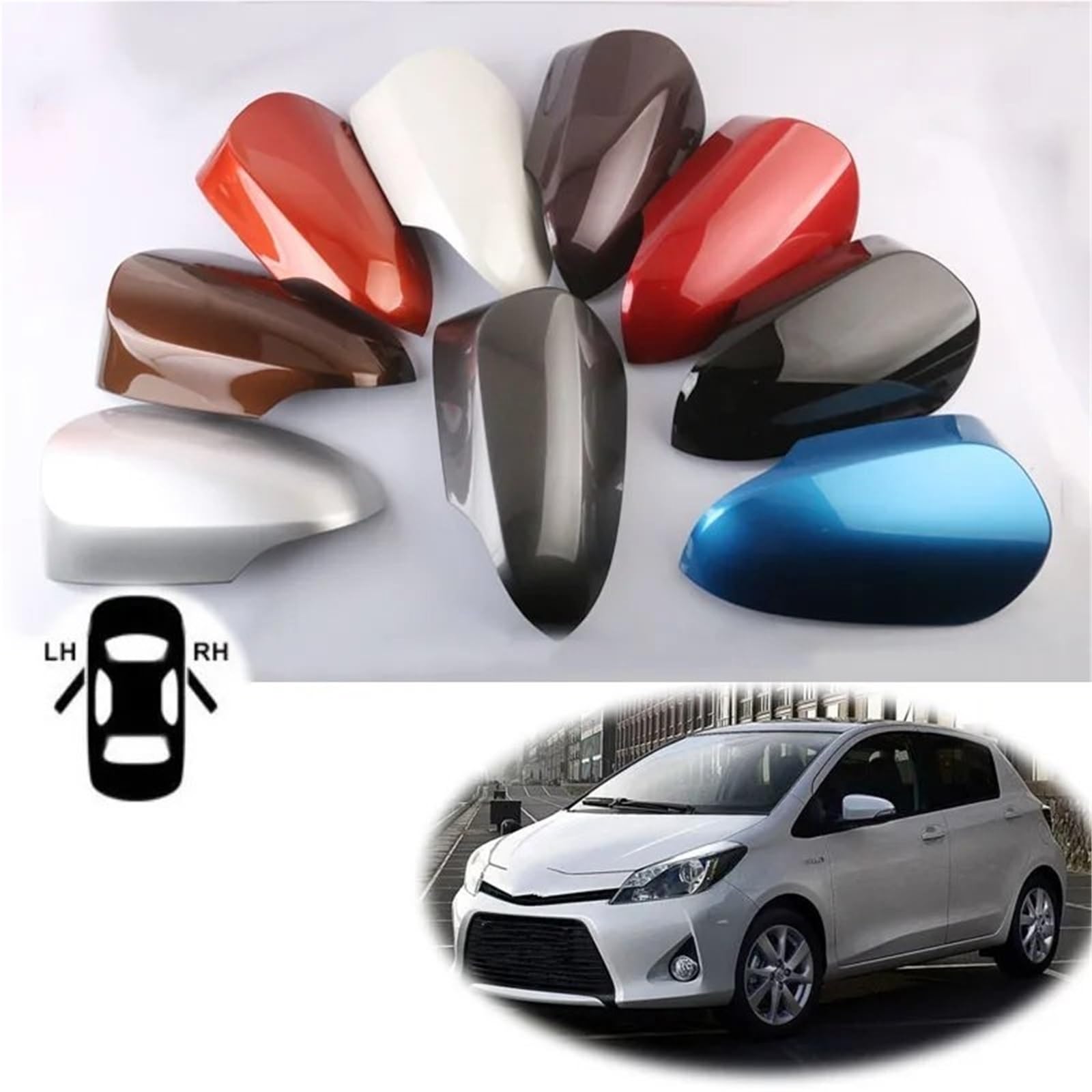 Osłony do lusterek samochodowych Dla Yarisa dla hybrydy 2012 2013 2014 2015 2016 2017 2018 2019 model samochodu hatchback obudowa lusterka wstecznego pokrywa etui akcesoria(2)