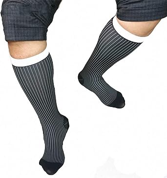 Goobester Men For Formal Wear Suit Transparent Stripe Business Tube Dress Sheer Socks