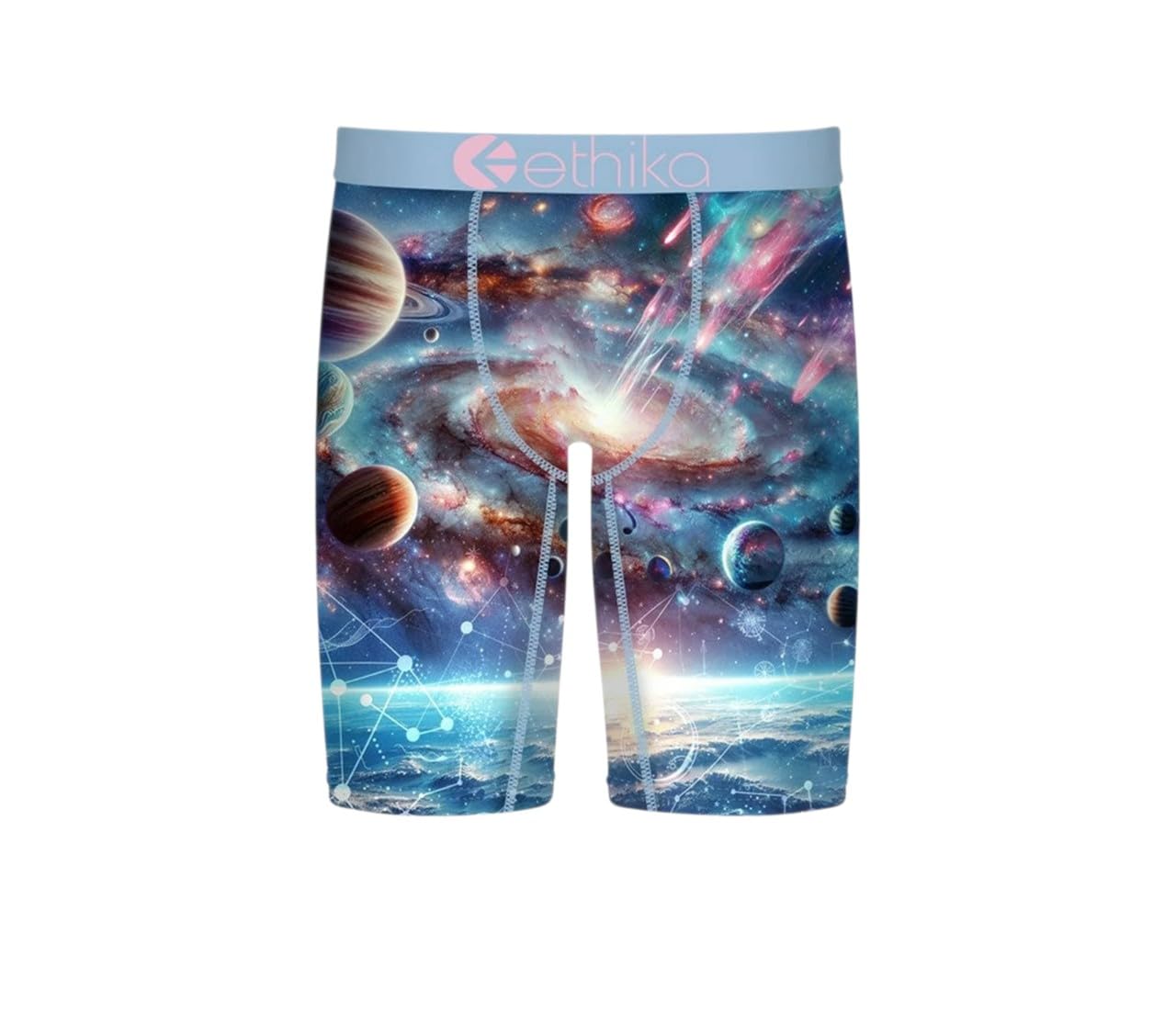 Ethika Mens Boxer Brief Knee Length 4-Way Stretch Performance Underwear with Graphic Prints - Wildest