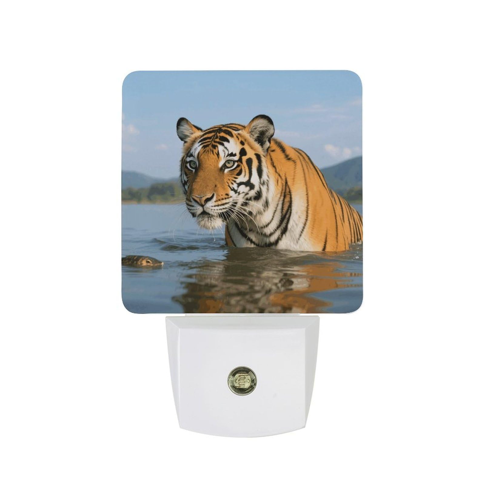 FodPand Night Light Plug Into Wall with Dusk to Dawn Sensor 0.5w Modern LED Tiger Plug in Night Lamp Warm White Glow Nightlight for Bedroom Hallway Kitchen Bathroom Stairs Corridor