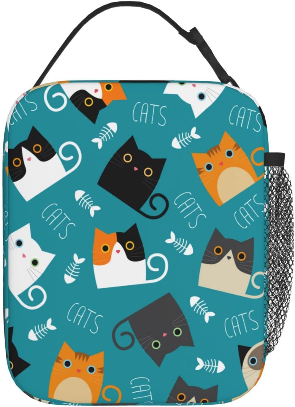 Funny Cats Lunch Bag Insulated Portable Reusable Cute Cartoon Design Lunch Box With Zipper For Picnic Work Office Travel School - Image 3