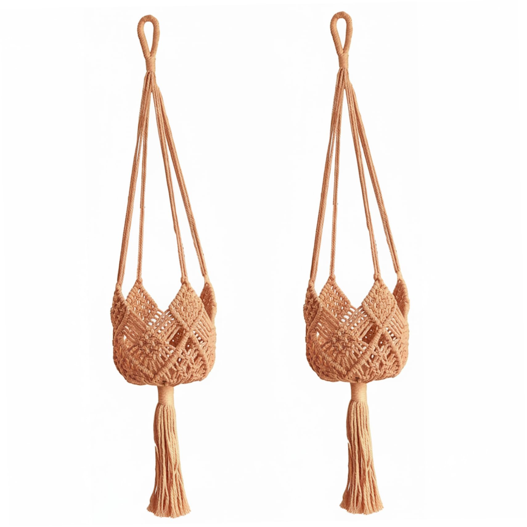 Bemonew Plant Hanger Set of 2 Macrame Plant Hanger, 35" Handwoven Boho Cotton Blend Adjustable Hanging Plants Holder for Indoor Outdoor Decor