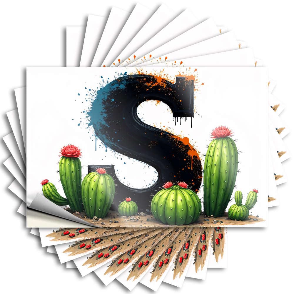 Fzfn Colour Sticker Autumn Retro Home Decor Waterproof - Spiky Saguaro Splash Window Self Adhesive Decal For Math Use(6X9cm)