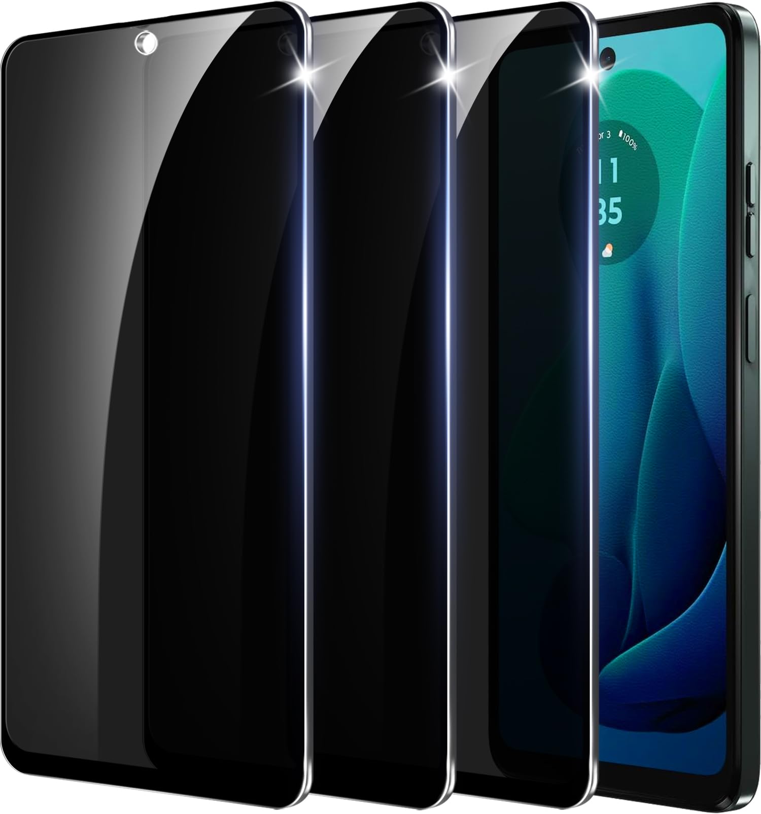 Amleute 3 Pack Designed for Motorola Moto G Privacy Screen Protector with 9H Tempered Glass Anti Spy Film Compatible for Moto G