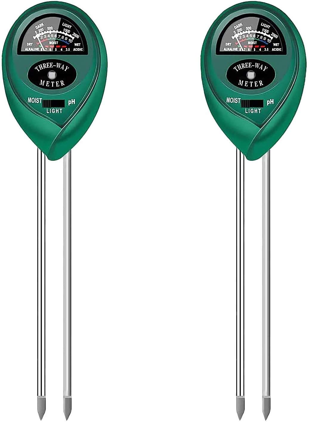 Langlebiges pH-Messgerät, 3-in-1-Bodentest-Set mit Feuchtigkeit, Licht und pH-Tester für Garten, Bauernhof, Rasen, Indoor/Outdoor Pflanzen Pflege messen (Größe: 2 Stück)