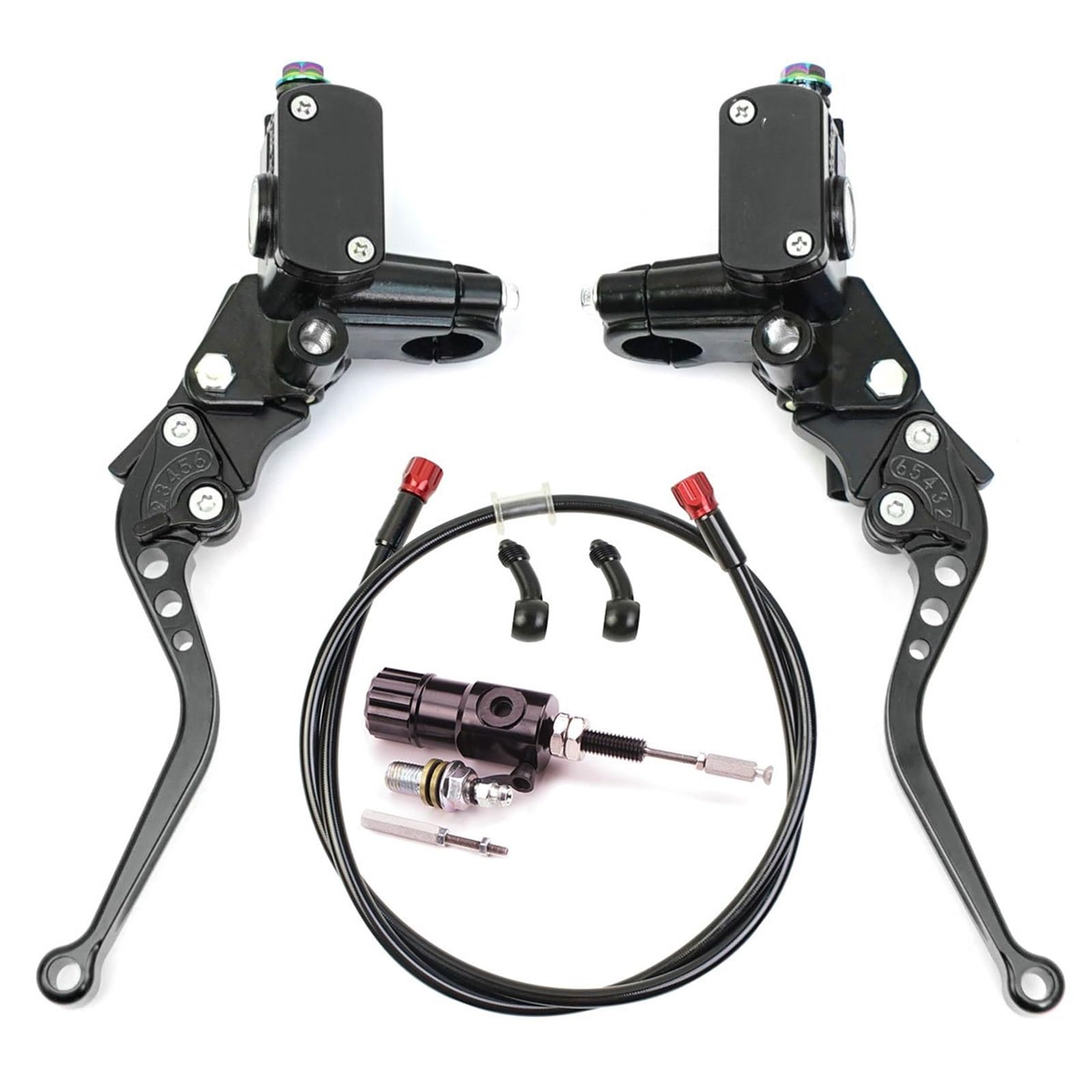 Iukmr Black Kit Motorcycle Clutch Brake Lever Motorcycle Hydraulic Clutch Kit Brake Master Cylinder Disc Lever Led(Black Kit)