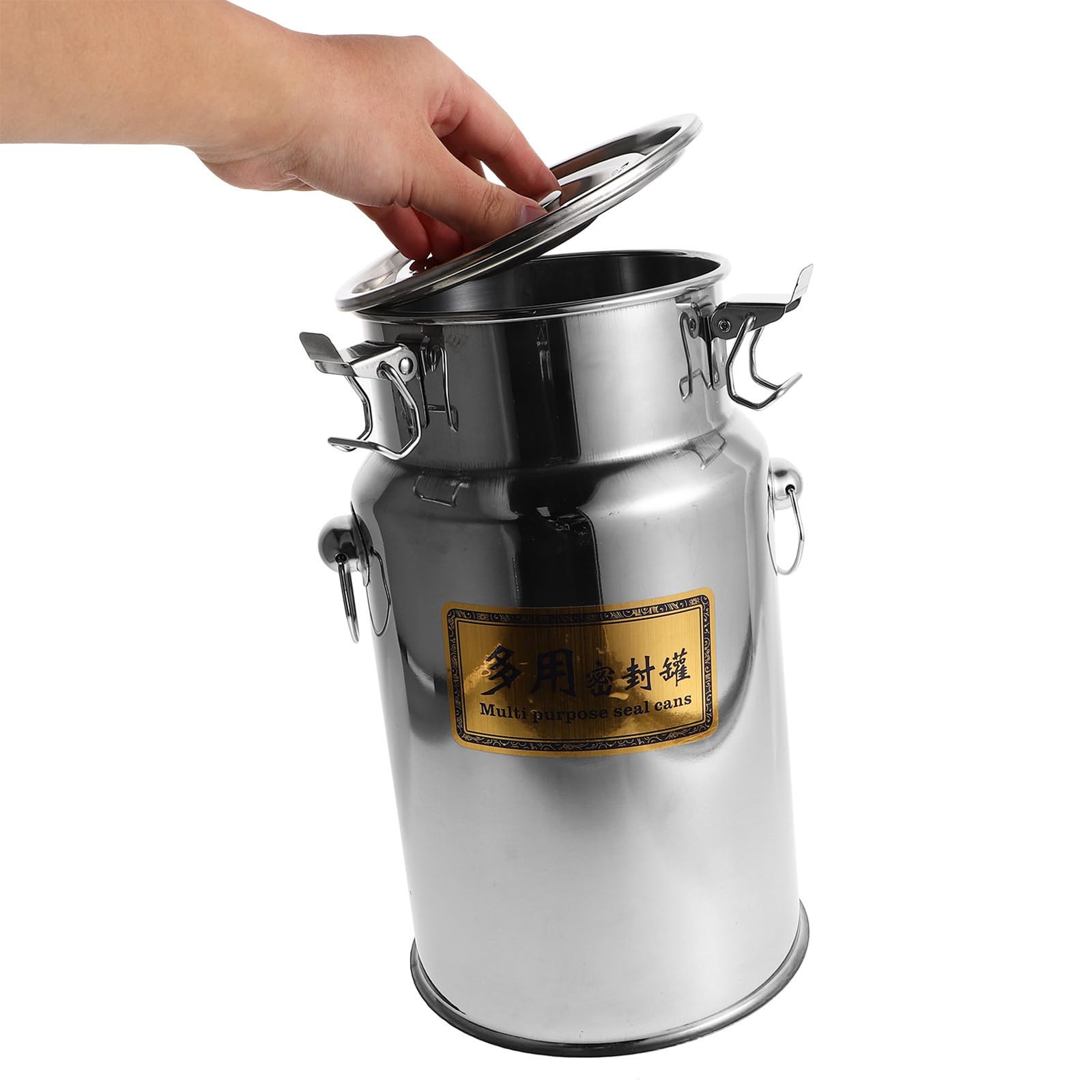 SOLUSTRE Luftdichter Edelstahl Lagerbehälter 7l Silber mit Deckel und Griff