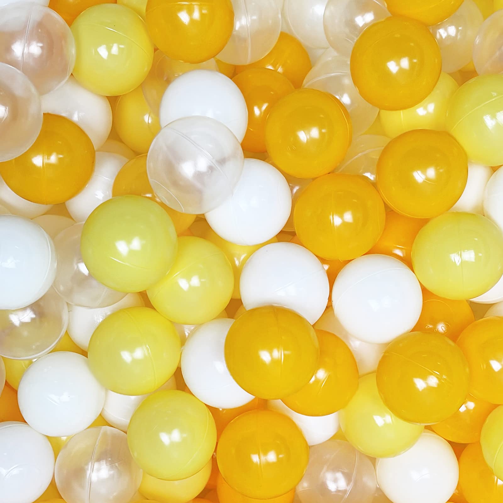 Photo 1 of JOYENERGY Ball Pit Balls Plastic Toy Balls for Toddlers Kids, 2.2 Inch Phthalate & BPA Free Non-Toxic Soft Mini Play Balls Ideal for Baby Toddler Ball Pit Play Tent, Party Decoration 400 Yellow&Orange