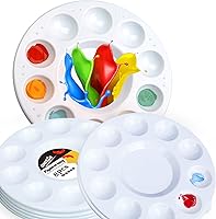 WNATN 8-Pack White Plastic Paint Palettes for Kids & Students - 10 Wells + Mixing Tray for Art Class, Crafts & Painting Parties