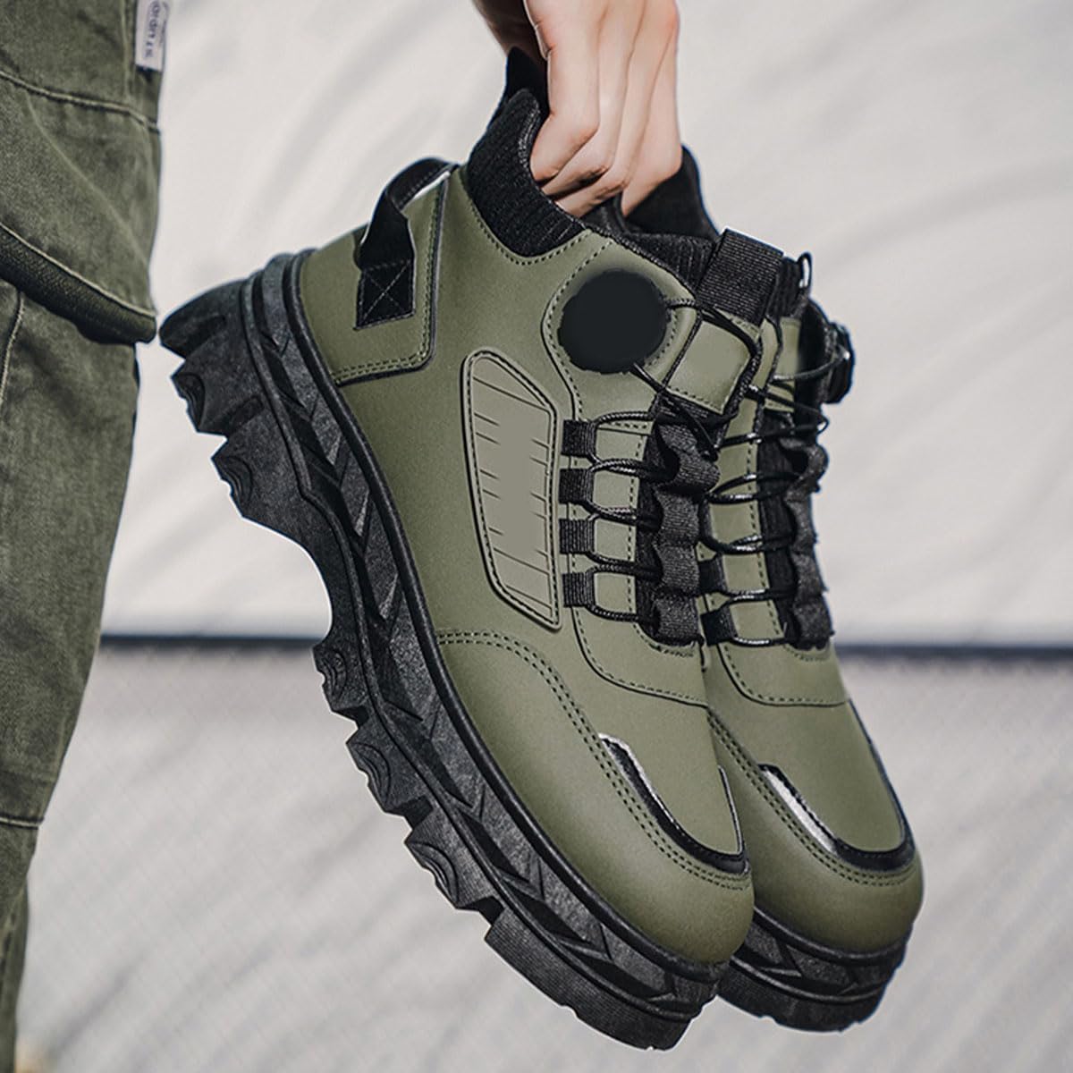 Men's Retro Casual Chunky Ankle Boots,Men's Comfortable Handmade Outdoor Boots for outdoor activities use