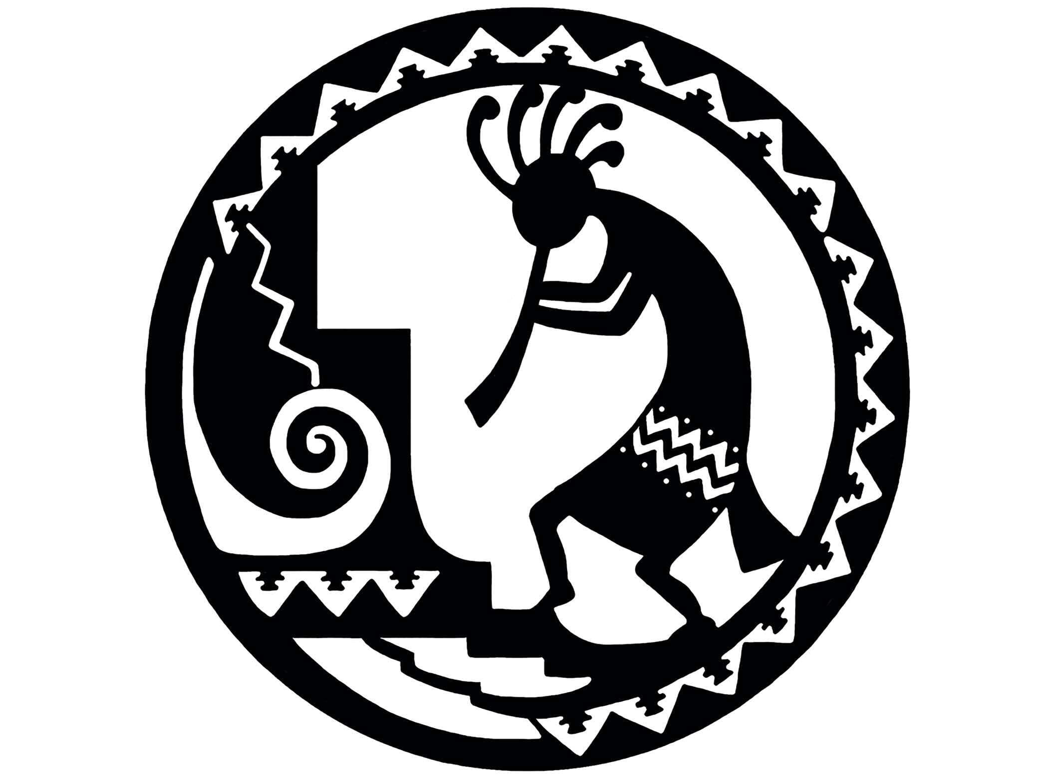 Kokopelli Circle 2 pcs 4 Inch Black Fused Glass Decals