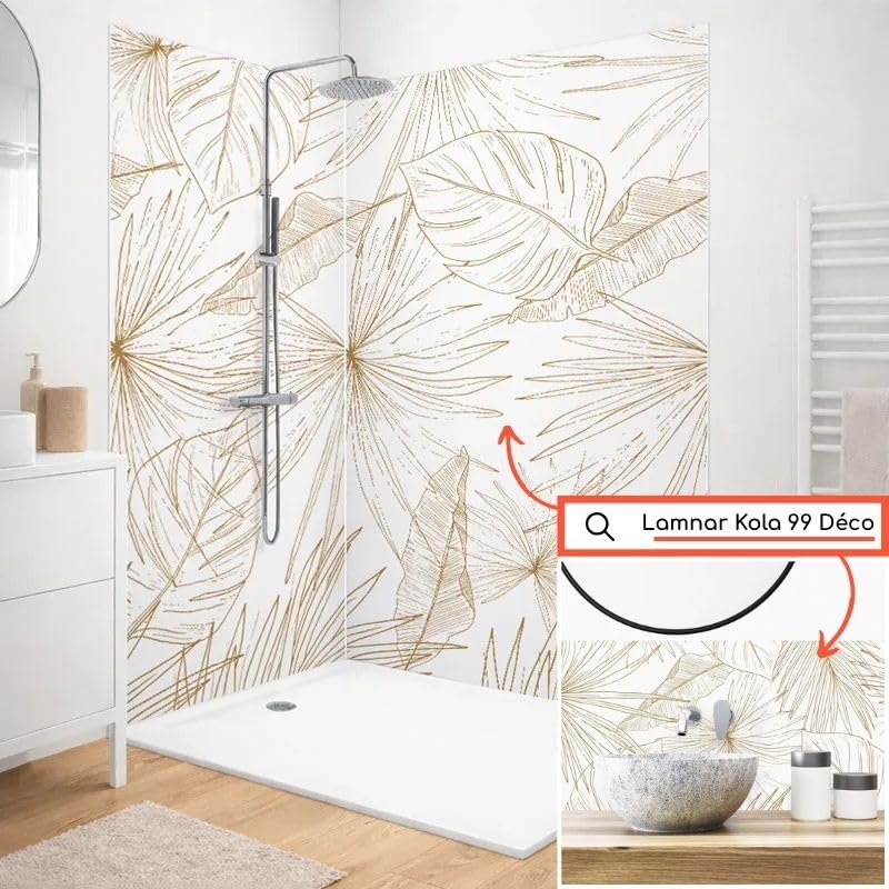 99 DECO Crédence de Salle de Bain en PVC Marron Design à Coller 140x30 cm en 2 Bandeaux - Lamnar