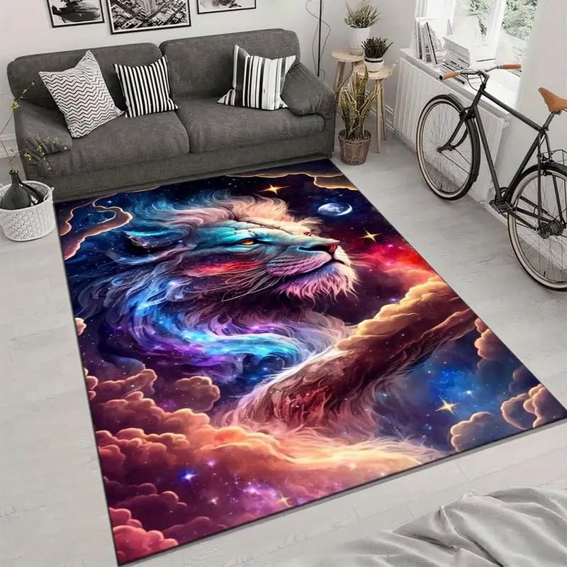 Sala de estar Dormitorio Alfombra Grande Estampado de León Alfombra Decorativa Moderna Alfombra Antideslizante Lavable (Tamaño Grande 180 X 240 cm) (6,70 x 120 cm) (6,70 x 120 cm)
