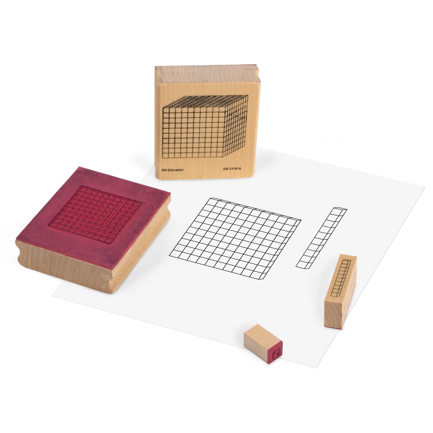 EAI Education Wooden Base Ten Stamps: Set of 4