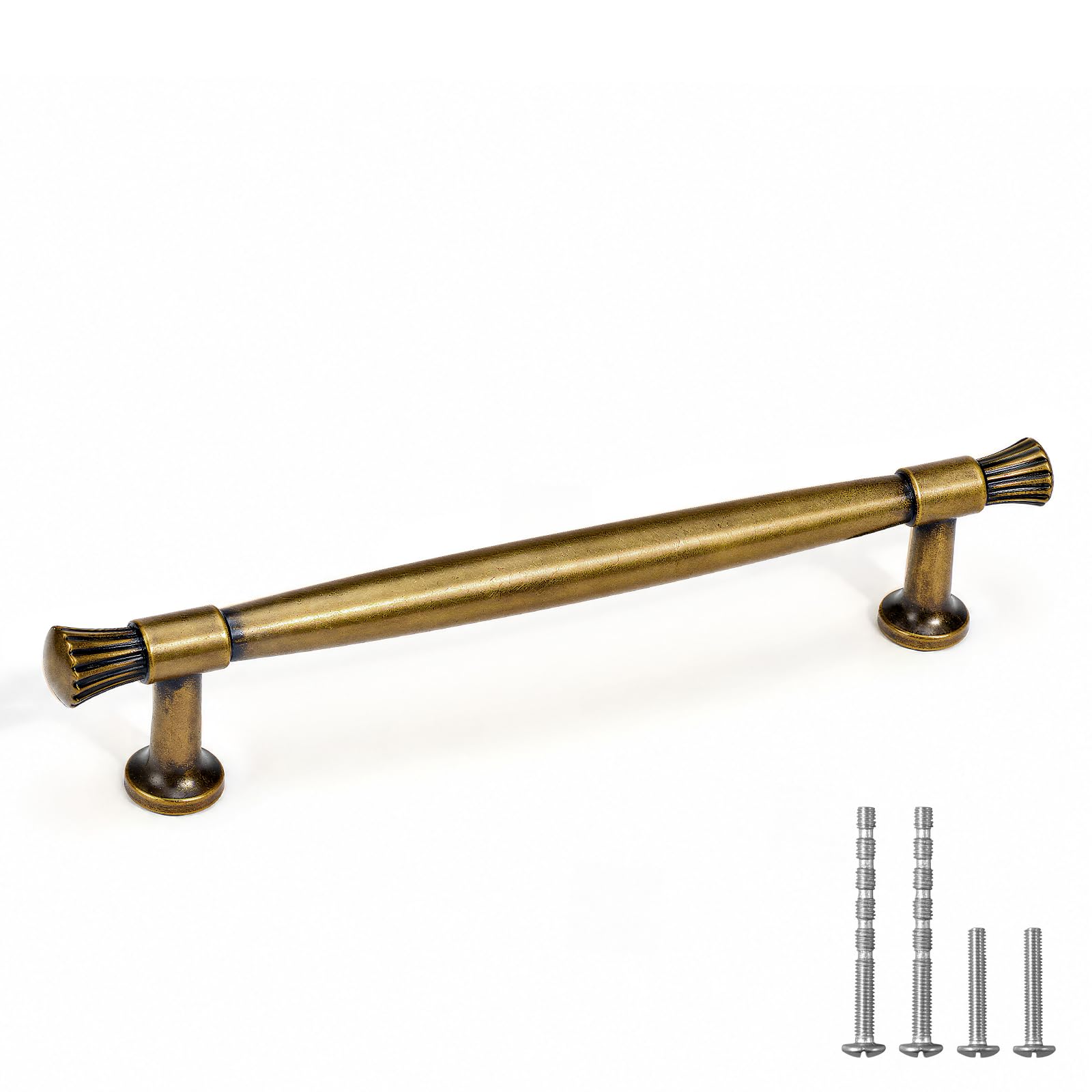 YAGU 10 Pack Antique Brass Kitchen Cabinet Pulls 5 Inch(128mm) Hole Center Solid Vintage Bronze Dresser Drawer Handles Aged Furniture Hardware for Cupboard Wardrobe Closet Vanity