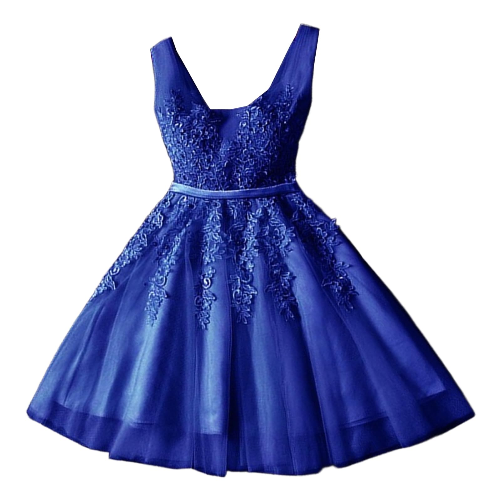 Robe de cocktail en tulle col délicat et détails dentelle couture - 8