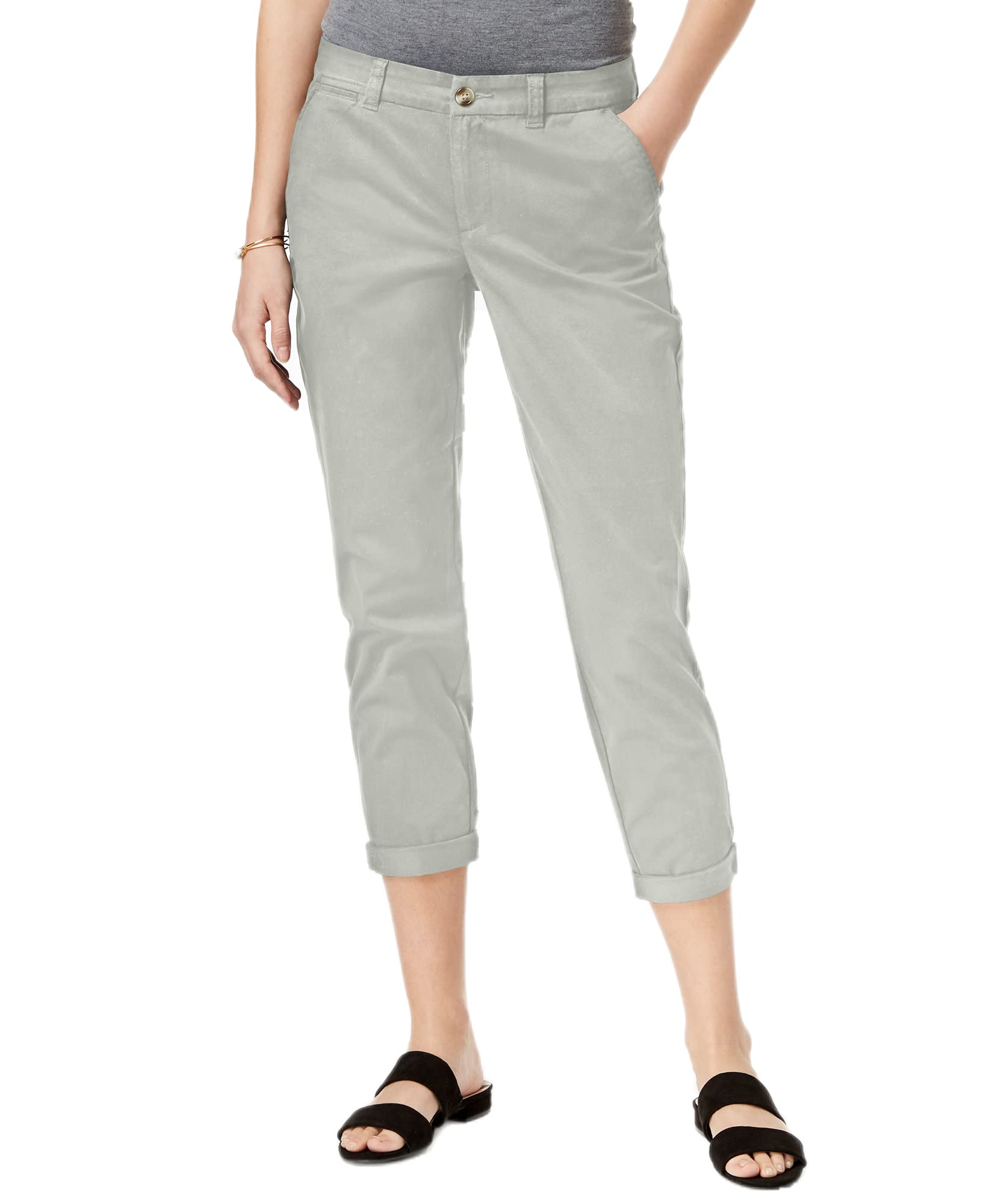 Maison Jules Womens Lou Lou Mid Rise Cuffed Ankle Pants