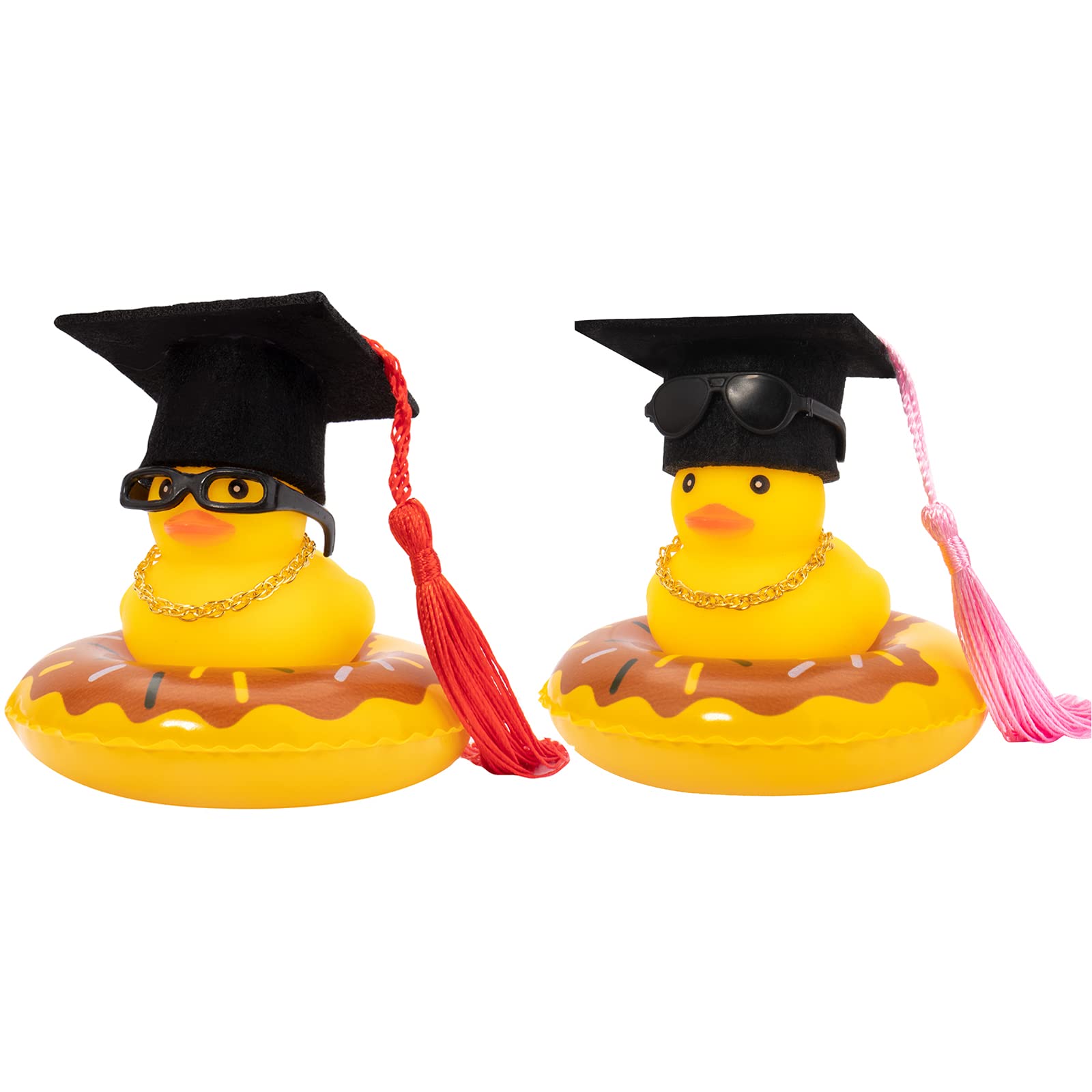 2 Canards Caoutchouc Dashboard - Déco Voiture Humour Avec Chapeau Cowboy Et Lunettes - Mini Accessoire Fun