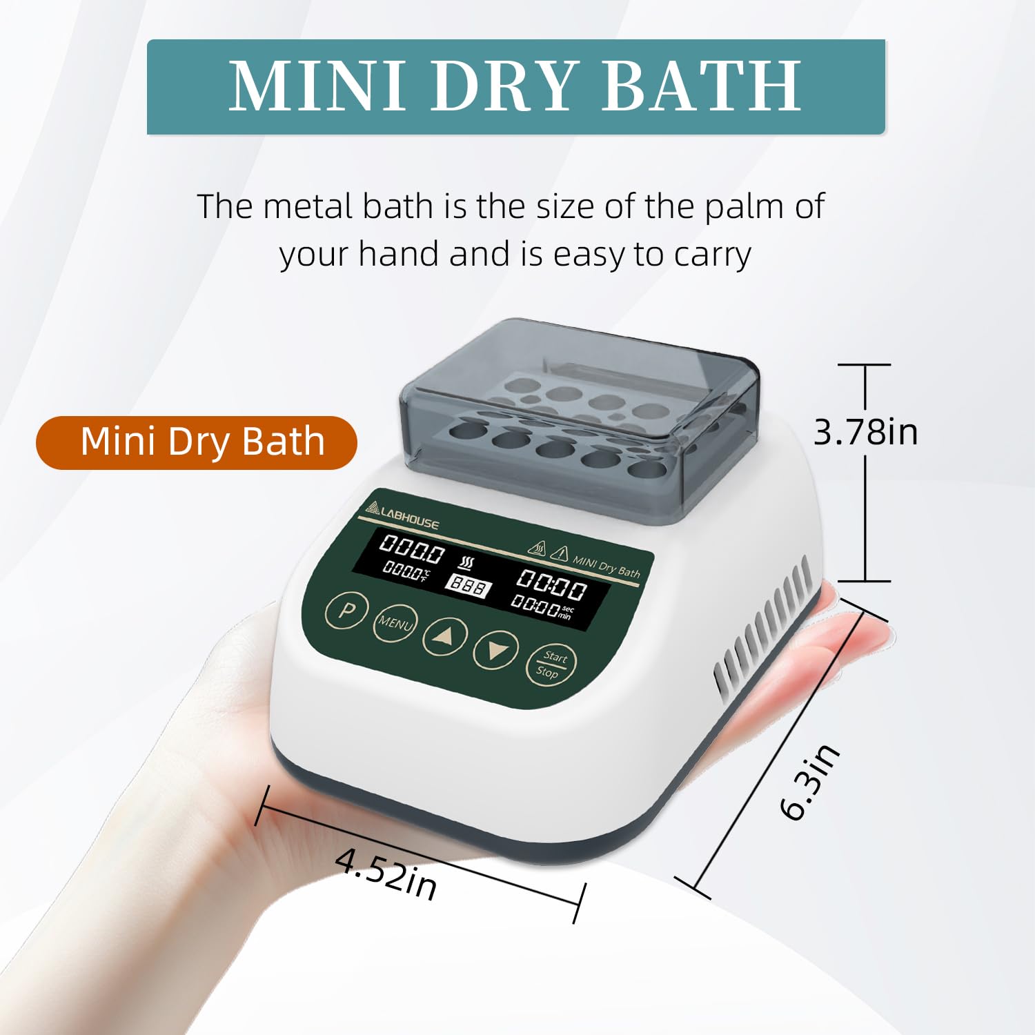 Mini calentador digital de baño seco termostático incubador temporizador programable con 1,5 ml x 15 tubos centrífugos bloque de calor