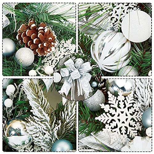 24 inch Lighted Christmas Wreath with LED Lights Indoor Outdoor Battery Operated Christmas Wreath Decoration Xmas Wreath for Fireplace Front Door Holiday Home Decor
