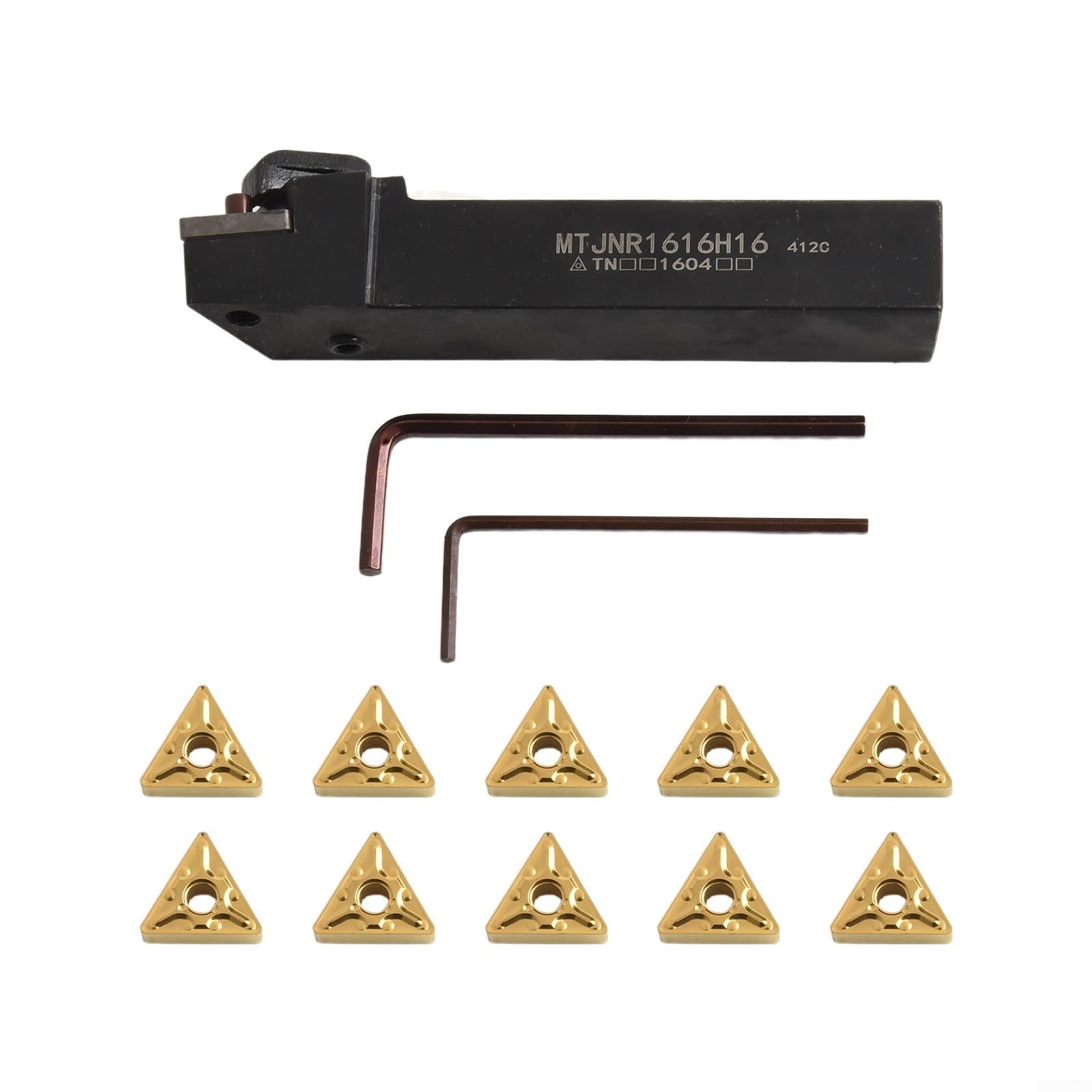 CNC-Drehset MTJNR1616H16 Werkzeughalter mit 10 TNMG160408 Hartmetalleinsätzen Präzises Drehen Einfacher Klingenwechsel Robust für Gusseisen Bearbeitung und professionelle Anwendungen