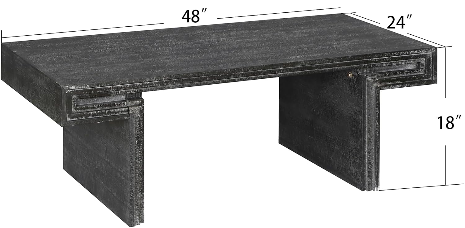 SSLine 48inch Rectangle Coffee Table,Farmhouse Minimalist Wood Center Table with Wood Texture Design,Vintage Tea Coffee Table for Living Room,Bedroom, Home Office