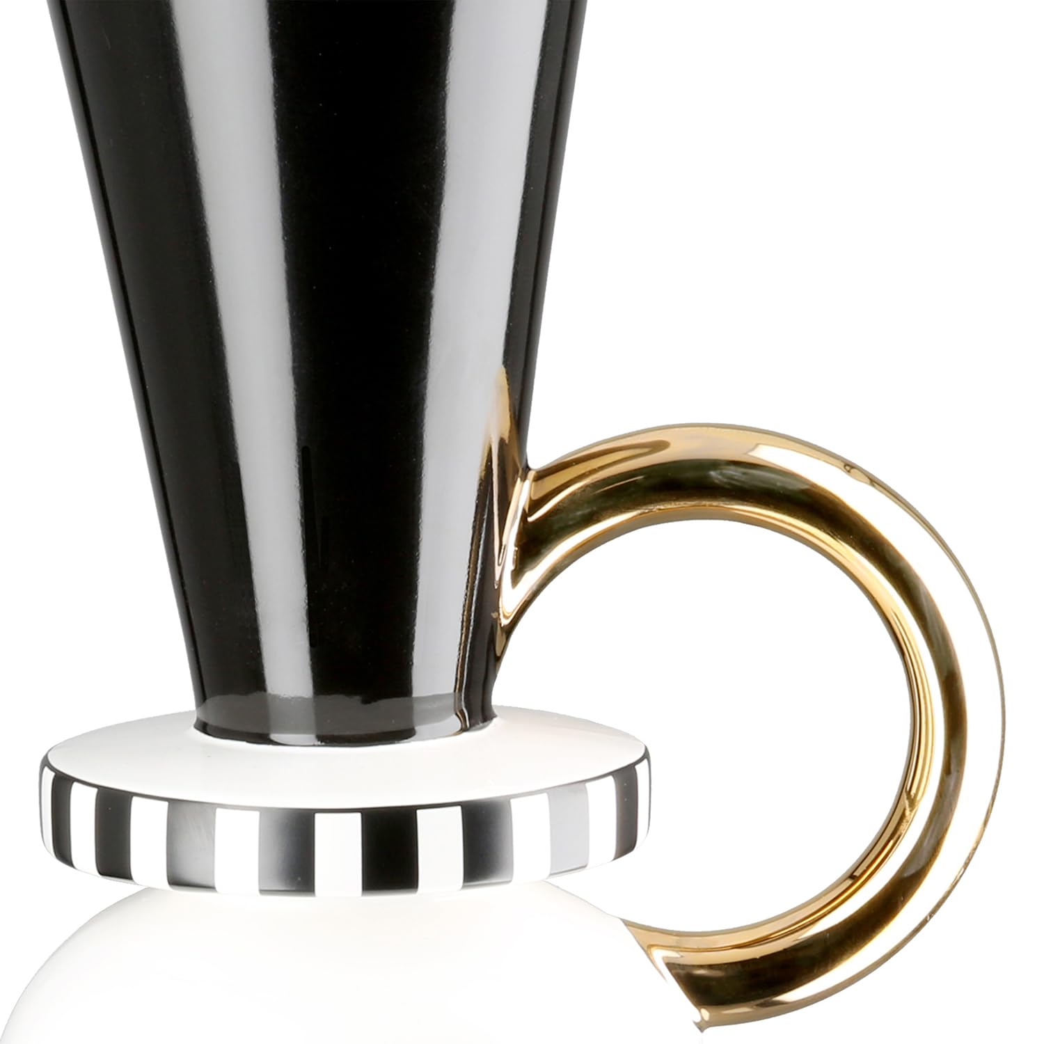 GILDE Vaso da pavimento Pomposo in ceramica, a righe, smaltato, in bianco e nero, altezza 48 cm x diametro 11 cm, impermeabile