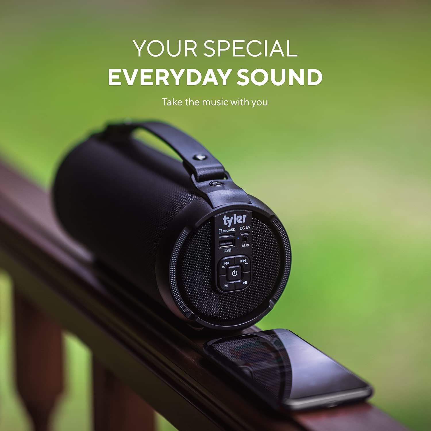 Tyler Wireless Bluetooth Speaker Water Resistant Long Range 200 watt Rechargeable Boombox USB MP3 Micro SD AUX Inputs Fm Radio Sound & Bass Carry Strap Lightweight for Home Outdoor Stereo - Image 6