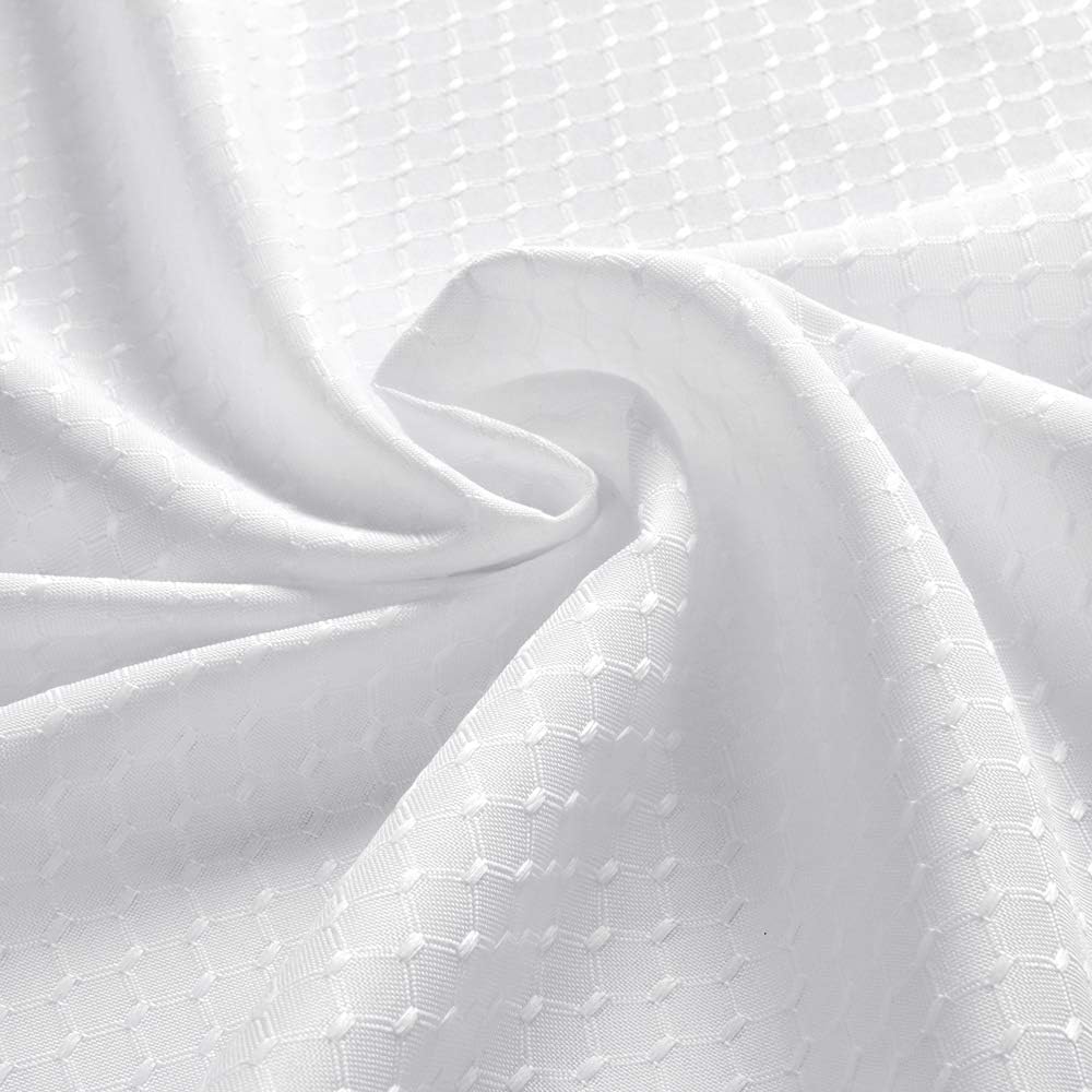 EurCross Extra Long White Waffle Weave Shower Curtain 72 x 96 inch Long Length, Heavy Weighted Luxury Hotel Quality Water Repellent Fabric Shower Curtain for Bathroom Bathtub
