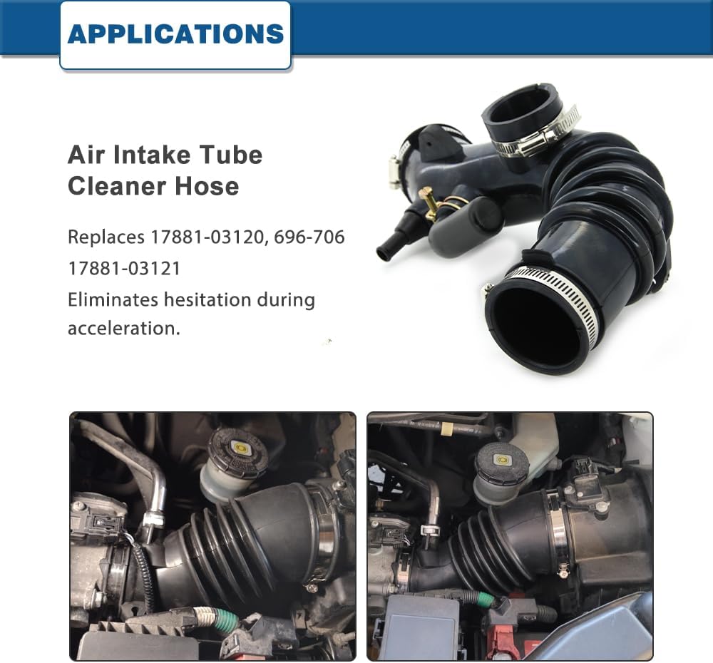 Air Intake Hose Compatible with Toyota Camry 1997-1999 Toyota Solara 1999 L4 2.2L Naturally Aspirated - Intake Filter Tube Replaces # 17881-03120, 17881-03121, 696-706 - Air Intake Duct Tube Boot