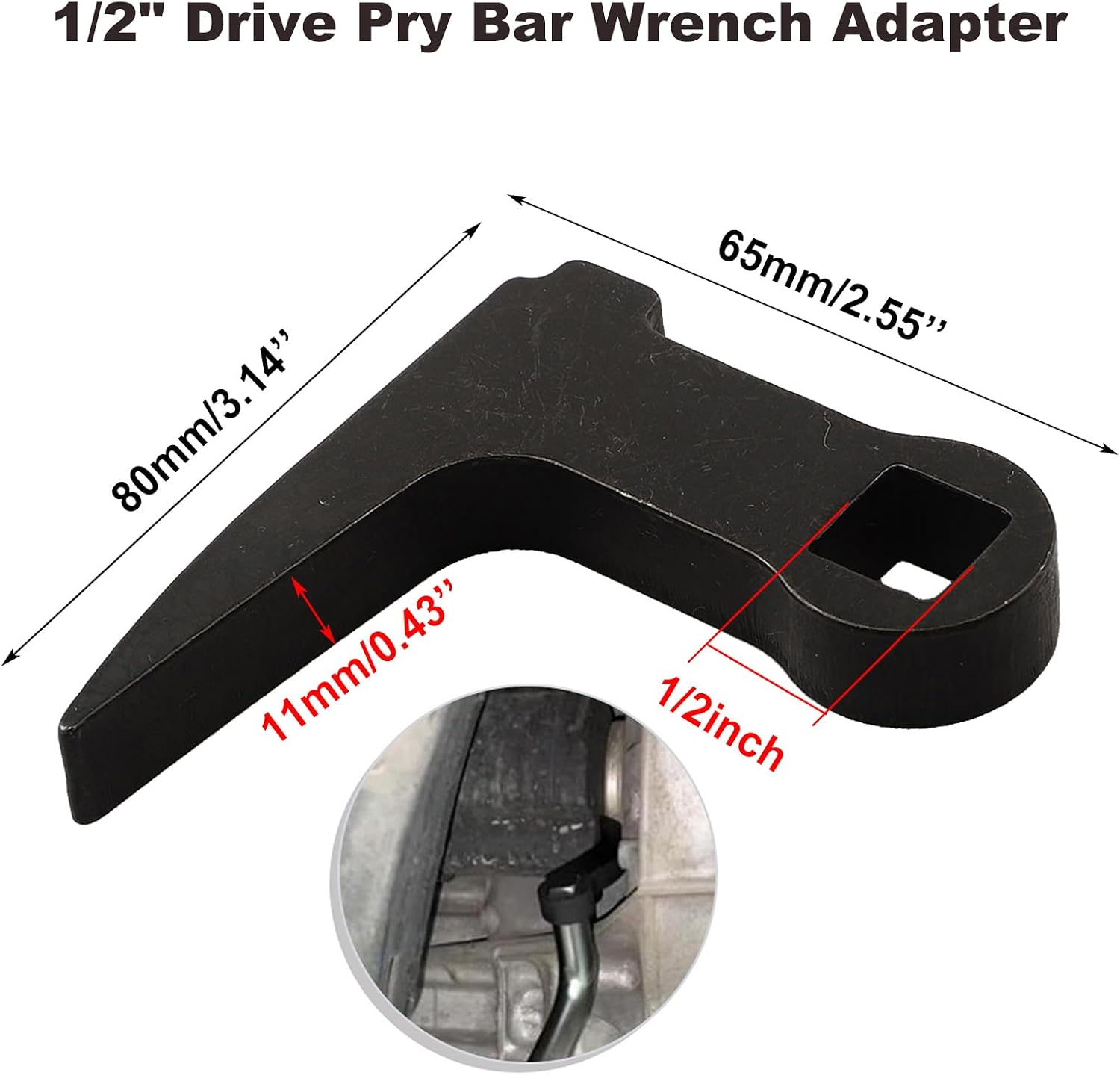 pry bar wrench adapter, Upgraded version 1/2"pry bar wrench adaptor head,90° Bend, Knockable Half Shaft Removal Car Repairing Tools ，Half Shaft Removal Tool for Narrow Gaps
