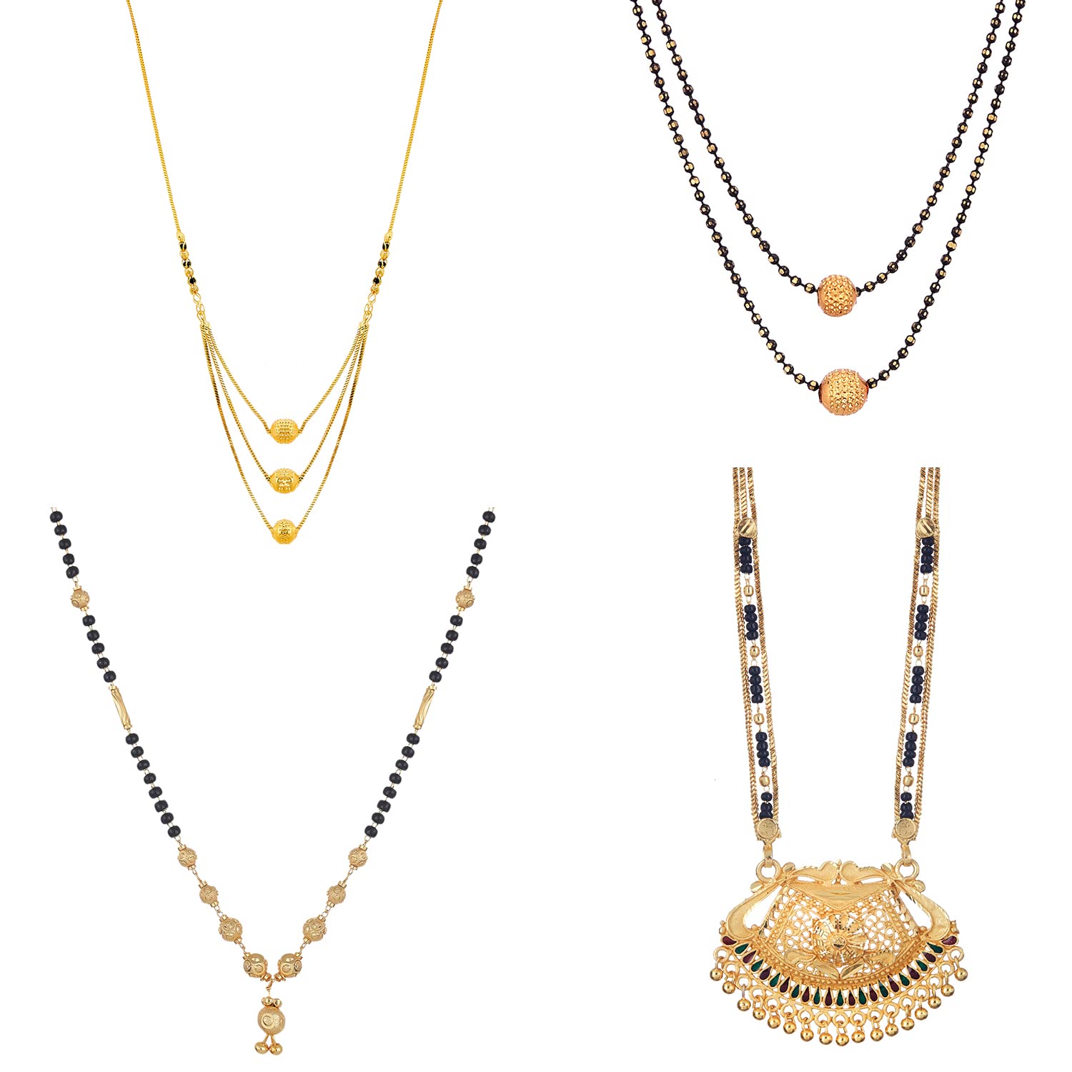 ZENEME Jewellery One Gram Gold Plated Combo of 4 Mangalsutra Necklace Pendant Tanmaniya Nallapusalu Black Bead Chain For Women and Girls (Design 18) (B09P5LN6M8) Amazon Price History, Amazon Price Tracker