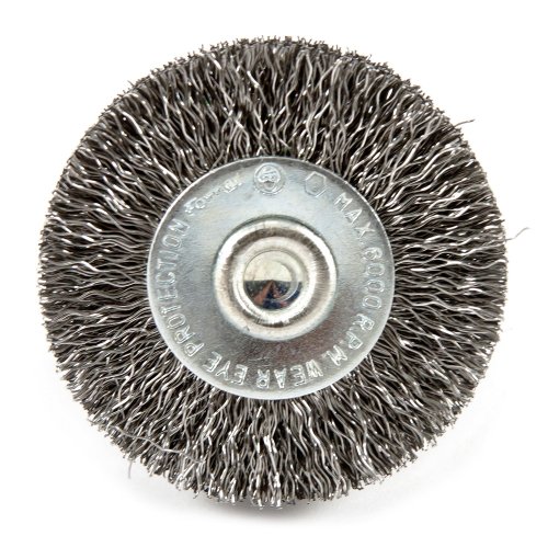 Forney-72726-Wire-Wheel-Brush-Fine-Crimped-with-14-Inch-Hex-Shank-1-12-Inch-by-008-Inch
