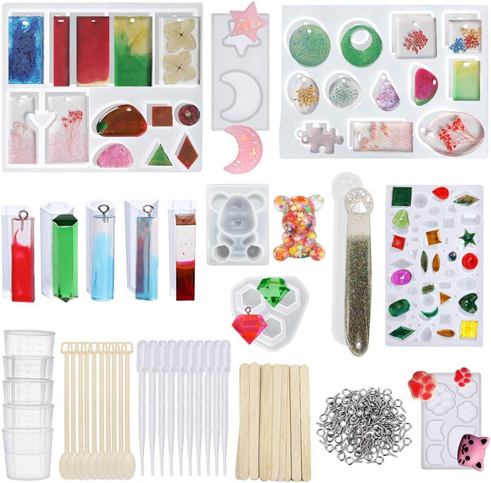 148 Pieces Resin Silicone Casting Molds and Tools Set for DIY Jewelry Decoration Craft Making Meganeopre