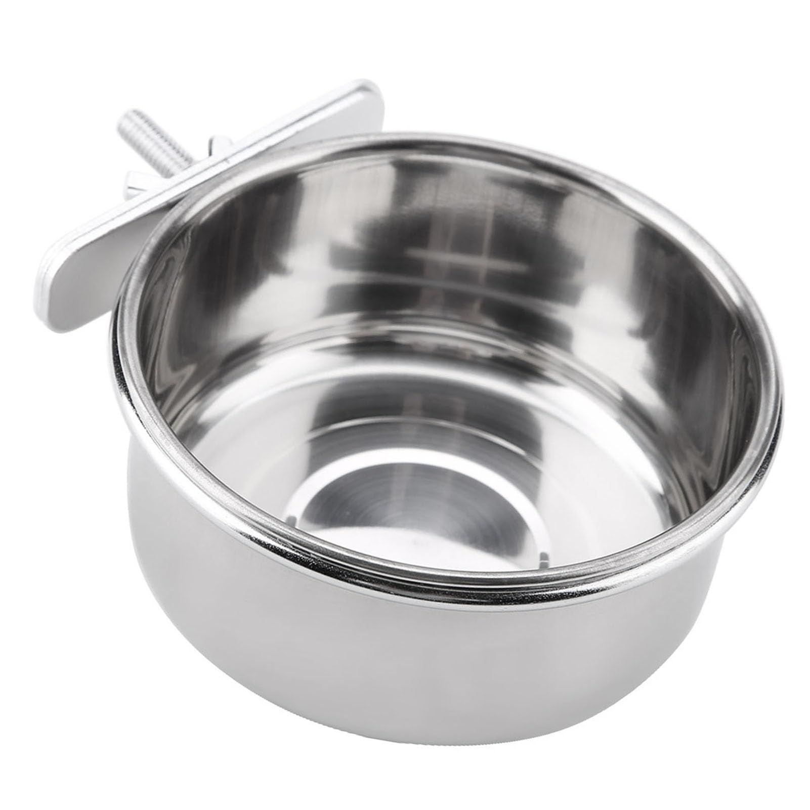 Appendere cibo regolabile acqua cibo ciotola di alimentazione in acciaio inox pappagallo parrocchetto alimentatore gabbia per uccelli accessorio bere tazza(M)