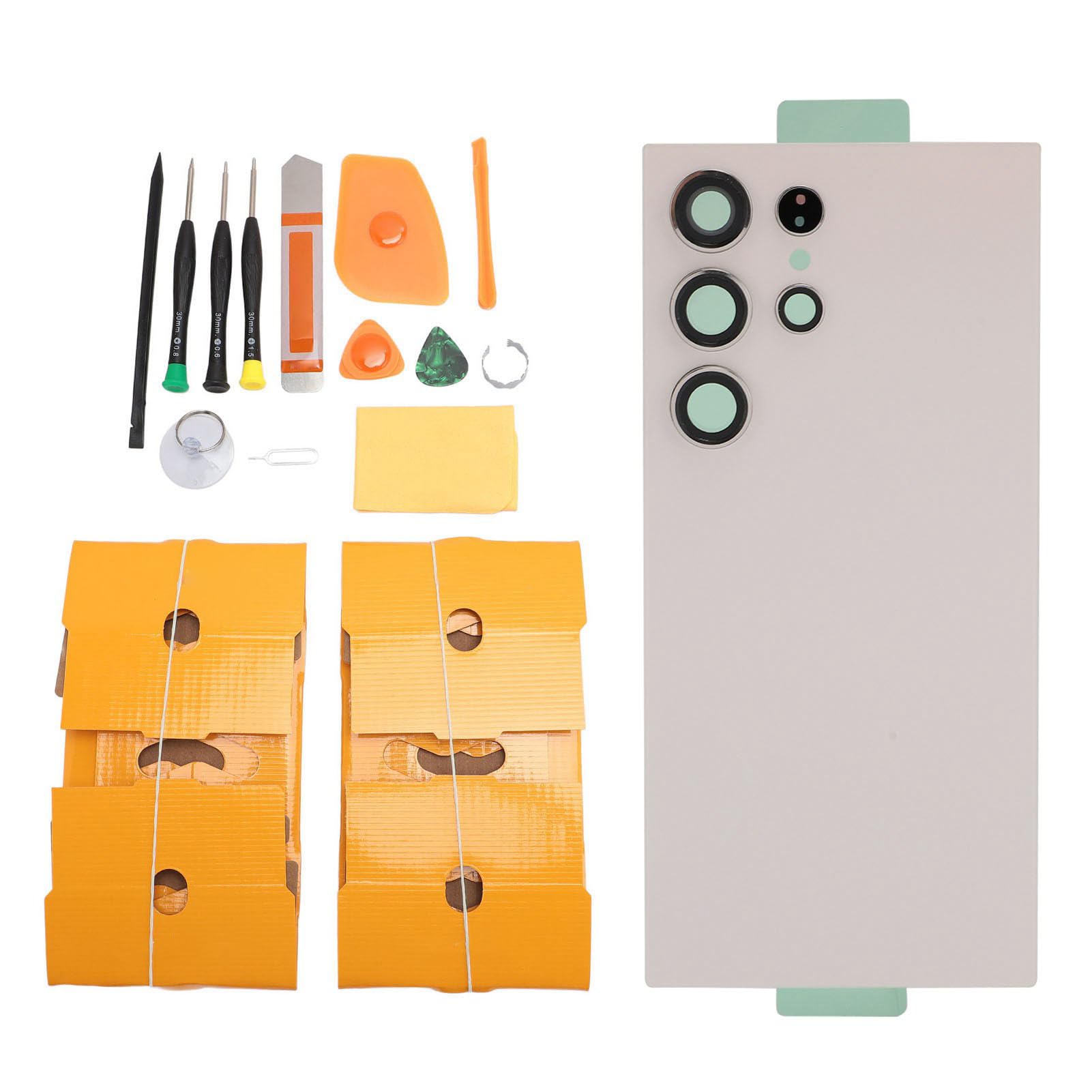 Cocoarm S24 Ultra 5G Cubierta Trasera de Repuesto, Kit Adhesivo DIY (White)
