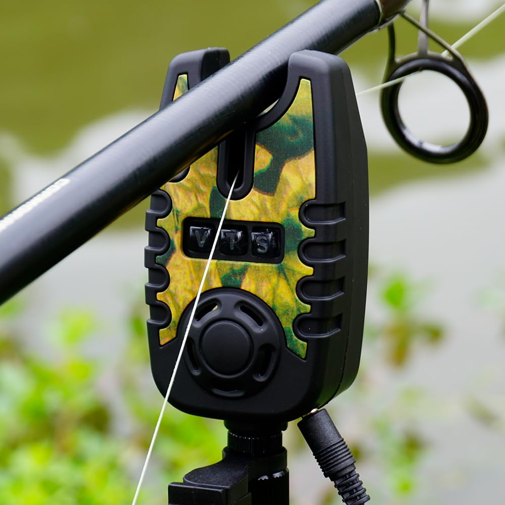 Hirisi Tackle Detector de picada de carpa con radio, mando a distancia (receptor de radio), con función de linterna, sensibilidad ajustable, volumen y pitido, juego de alarma de picada