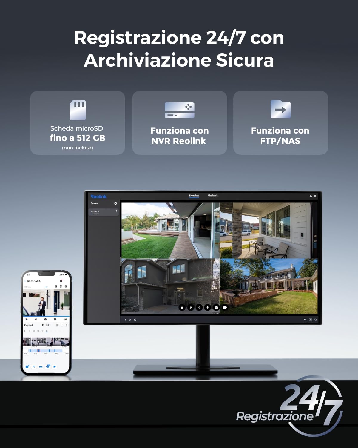 Reolink 4K Telecamera Esterno PoE, IK10 Antivandalo, NON PTZ, RLC-840A | Visione Notturna a Colori, Rilevamento di Uomo/Veicolo/Animale, Audio Bidirezionale, Angolo Ampio 125°, Supporta microSD