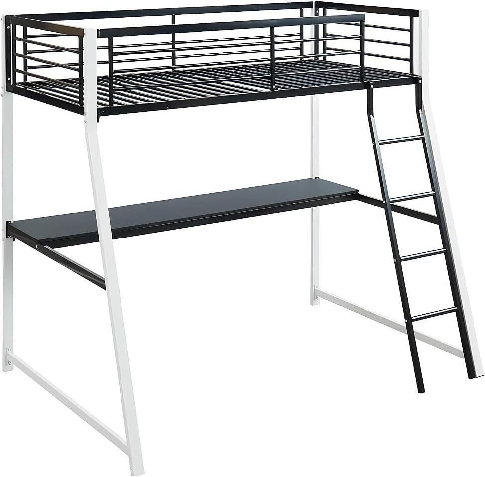 Front view of the Vente-unique MALICIA Loft Bed with Integrated Desk