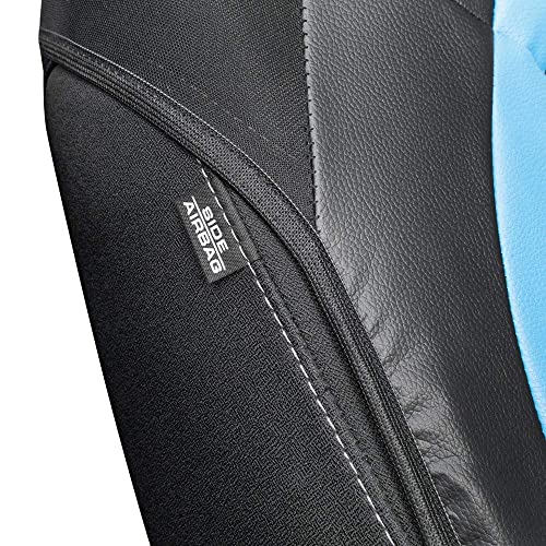 Motor Trend Blue Faux Leather Car Seat Covers For Front Seats – Premium High Back Automotive Seat Covers, Made For Vehicles With Integrated Fixed Headrests, Fits Most Car Truck Suv #TOP2