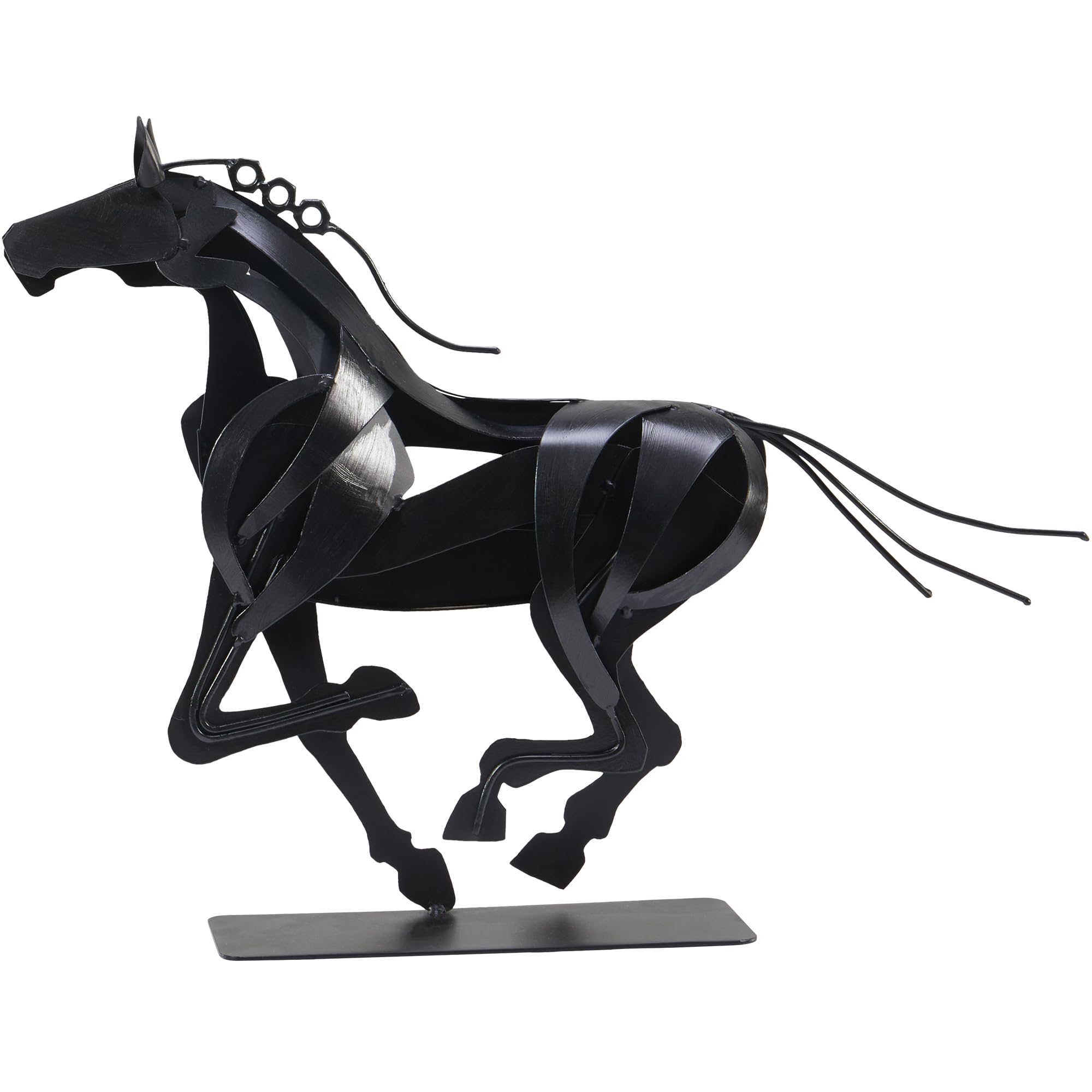 Horse Statue, Unique Metal Art Sculpture for Vintage Home Decor, Modern Decor, Gift for Horse Lovers (Black)