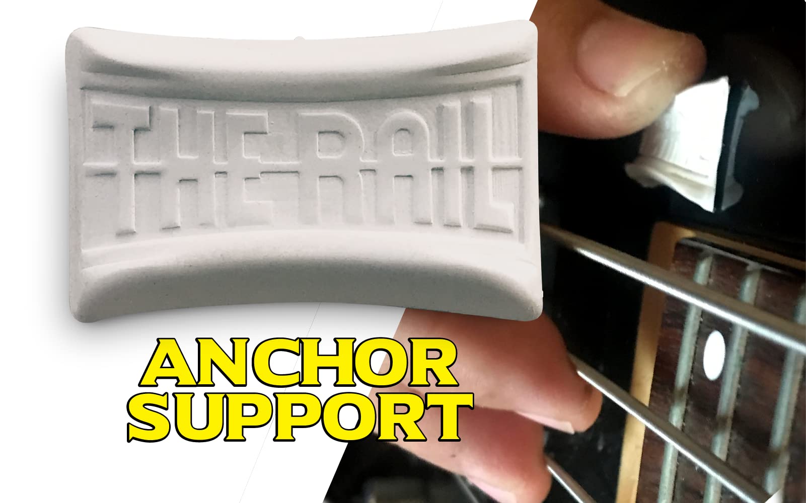 Anchor Support Accessory for Guitar and Bass - Customizable placement on the body of guitar - For those who anchor a finger when they pick the strings. (Black)