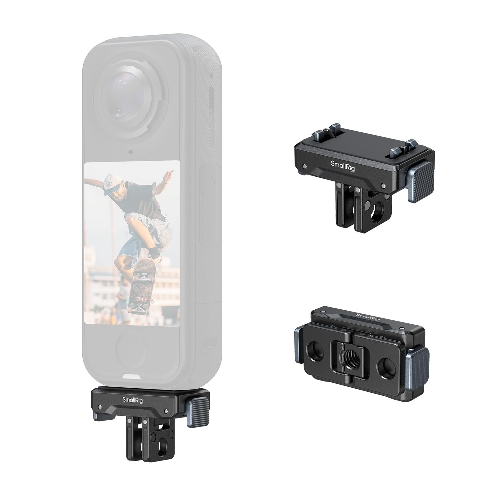 SMALLRIG Quick Release Mount Adapter for Insta360 X5 / X4 Air/Ace Pro 2 / Ace Pro/Ace, Adapter with 1/4"-20 Thread Hole, 2 Prong Mount for Tripods, Selfie Sticks, Vlogging Accessories - 5814