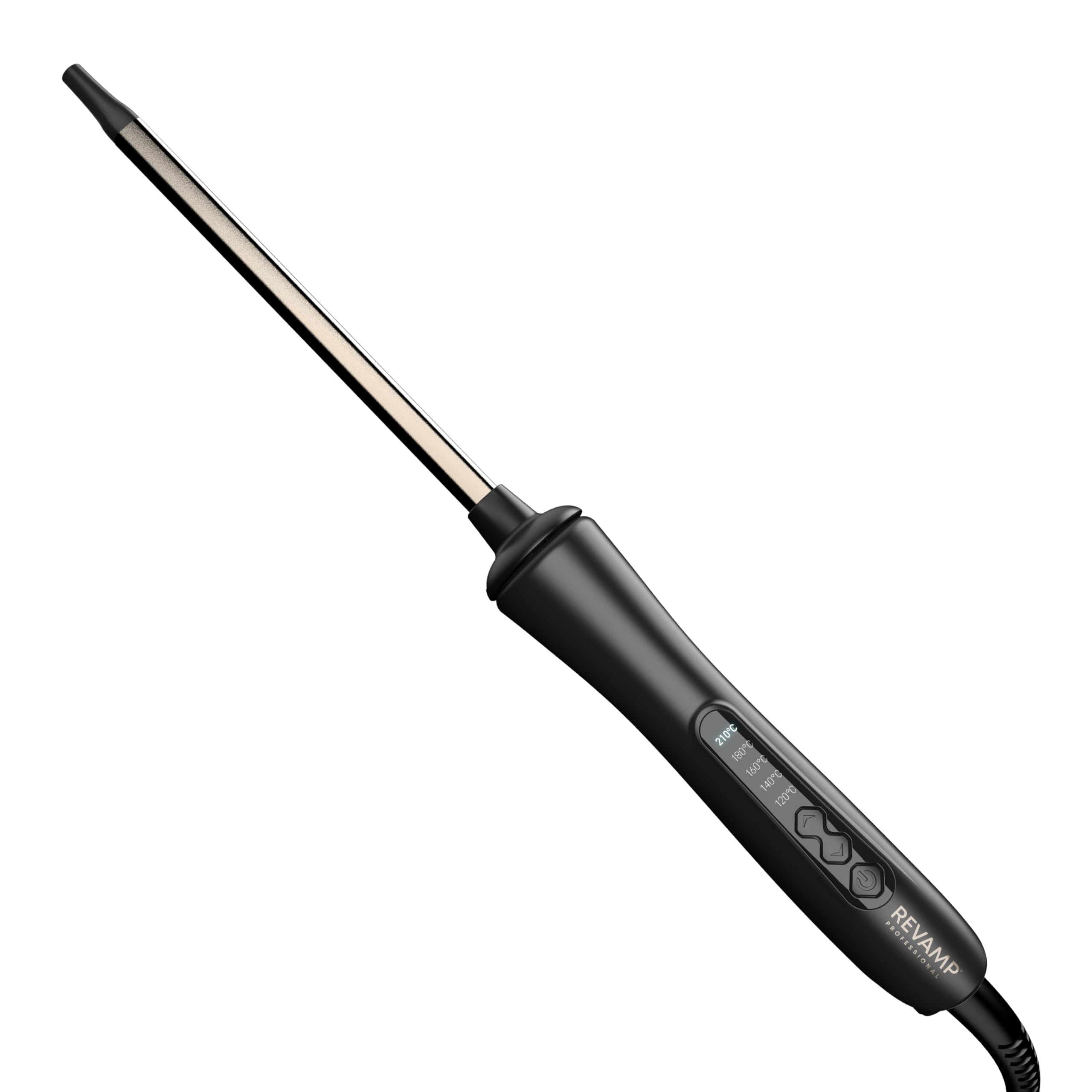 REVAMP Tight Curl Stick - Fer à Friser pour Boucles Serrées, Fer à Friser en Céramique Infusé d’Huile Progloss, Température Réglable, Pince Fine pour Bouclage Précis