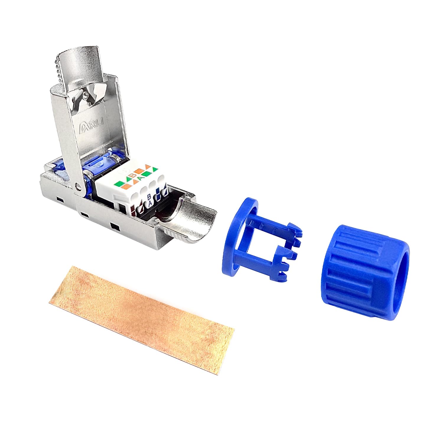 ARLI Cavo di rete CAT 7 da 100 m duplex + 10 connettori di rete RJ45 CAT8.1 senza attrezzi, senza attrezzi, cavo LAN, senza alogeno, cavo di installazione cat7 Twin cavo di rete schermato