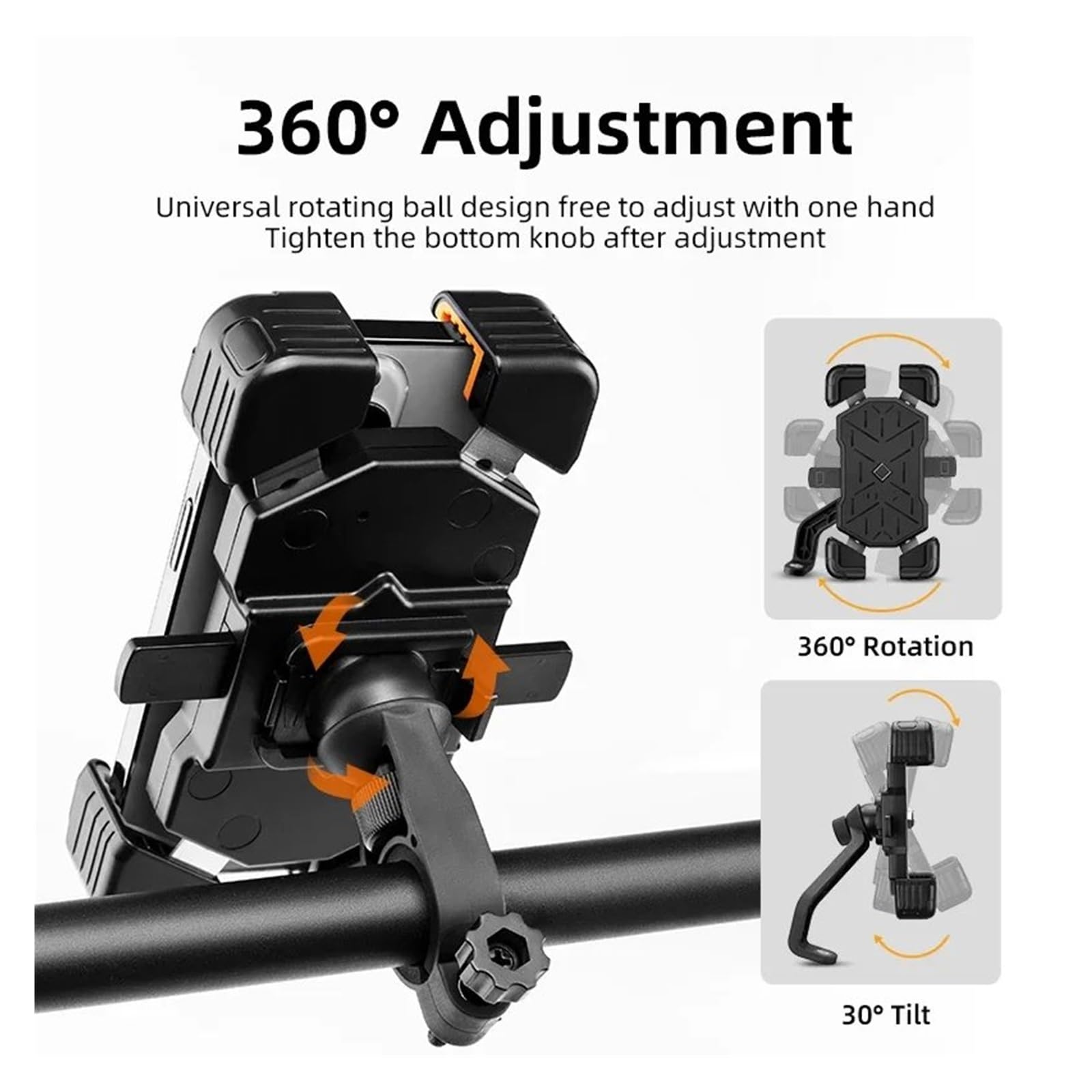 Porte Smartphon Velo Support De Téléphone De Vélo Vue À 360 ° Support De Téléphone De Vélo Universel Support Téléphone Portable 4,5 À 7,2 Pouces Support Antichoc Support Telephone Velo(Handle stand 01