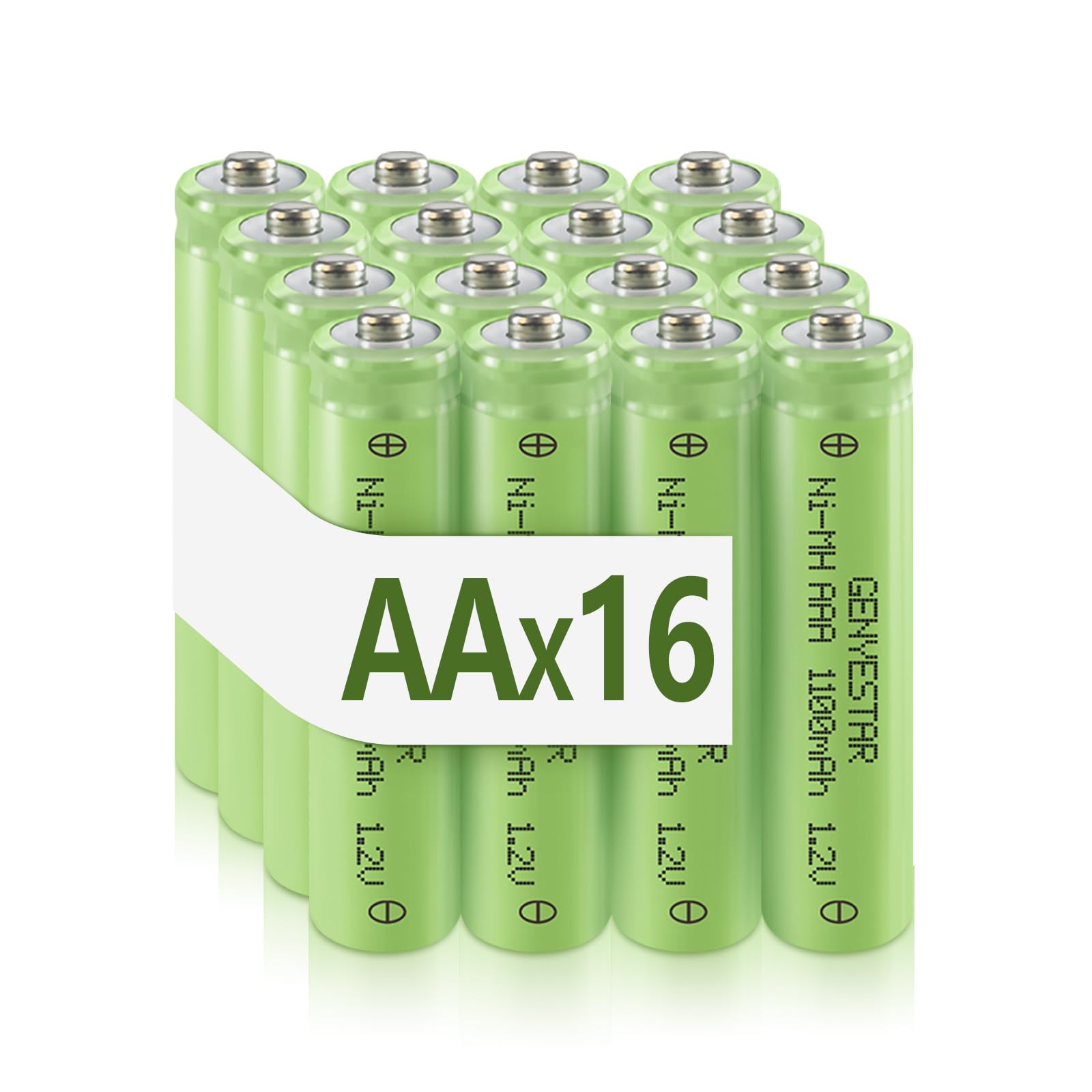 Rechargeable AAA NiMH 1.2V Batteries, 1100mAh High Capacity 16 Pack Triple A Battery Pre-Charged Low Self Discharge Cell for Keyboard Mouse Lamp Toys Remote Control, 16 Pack