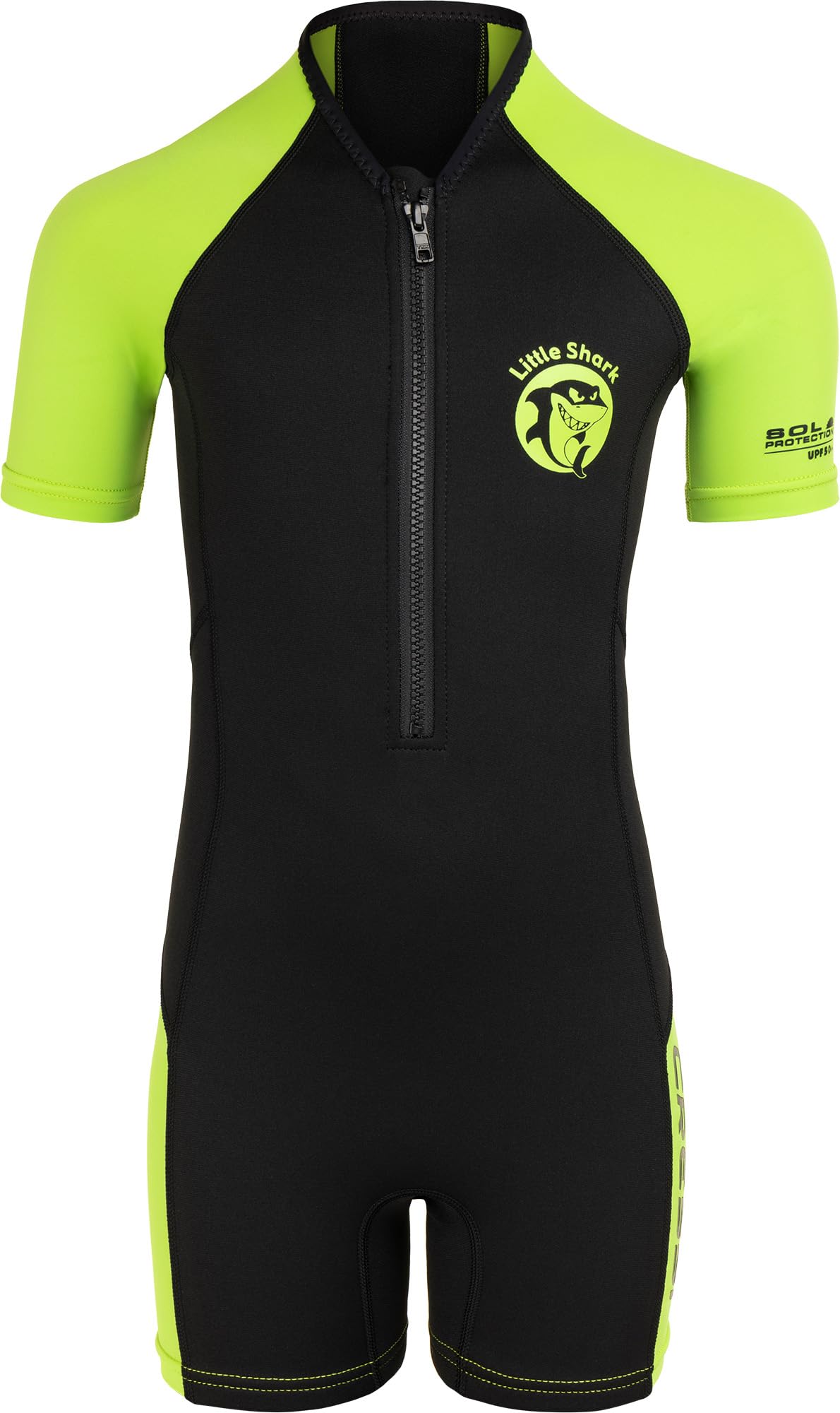 Cressi Unisex-Youth Little Shark Shorty Wetsuit Pianka Z Neoprenu Dla Dzieci,Czarny/Limonka,9/10 Lat,Xdg003306