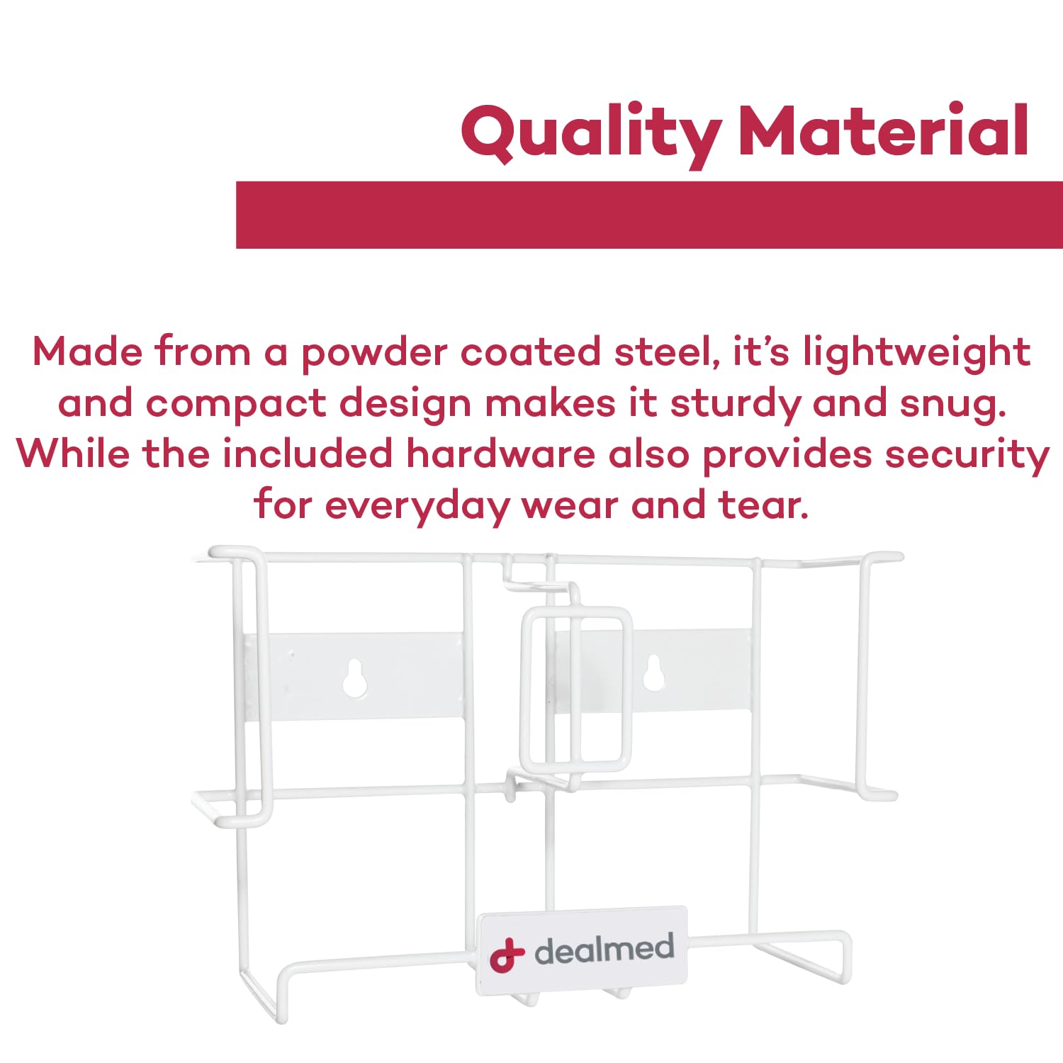 Dealmed Soporte doble para guantera, dispensador de guantes de acero recubierto para montaje en pared o encimera, horizontal, blanco (paquete de 1)